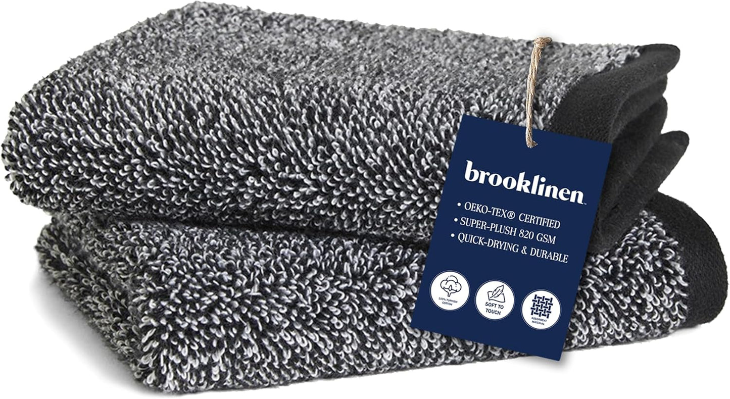 Brooklinen Super-Plush Turkish Cotton Bath Towel Set - Includes 4 Bath Towels Cotton, 820 GSM, Highly Absorbent, Machine Washable, Perfect for Home & Bathroom (Slate Grey)