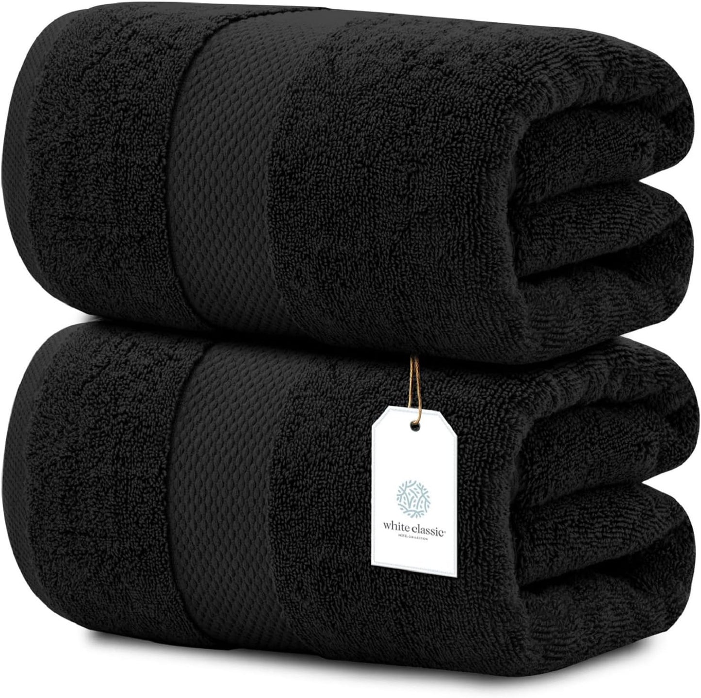 White Classic Luxury Bath Sheets Towels for Adults Extra Large 35x70 Inch - 700 GSM Turkish Cotton, Highly Absorbent | Hotel Collection | 2 Pack