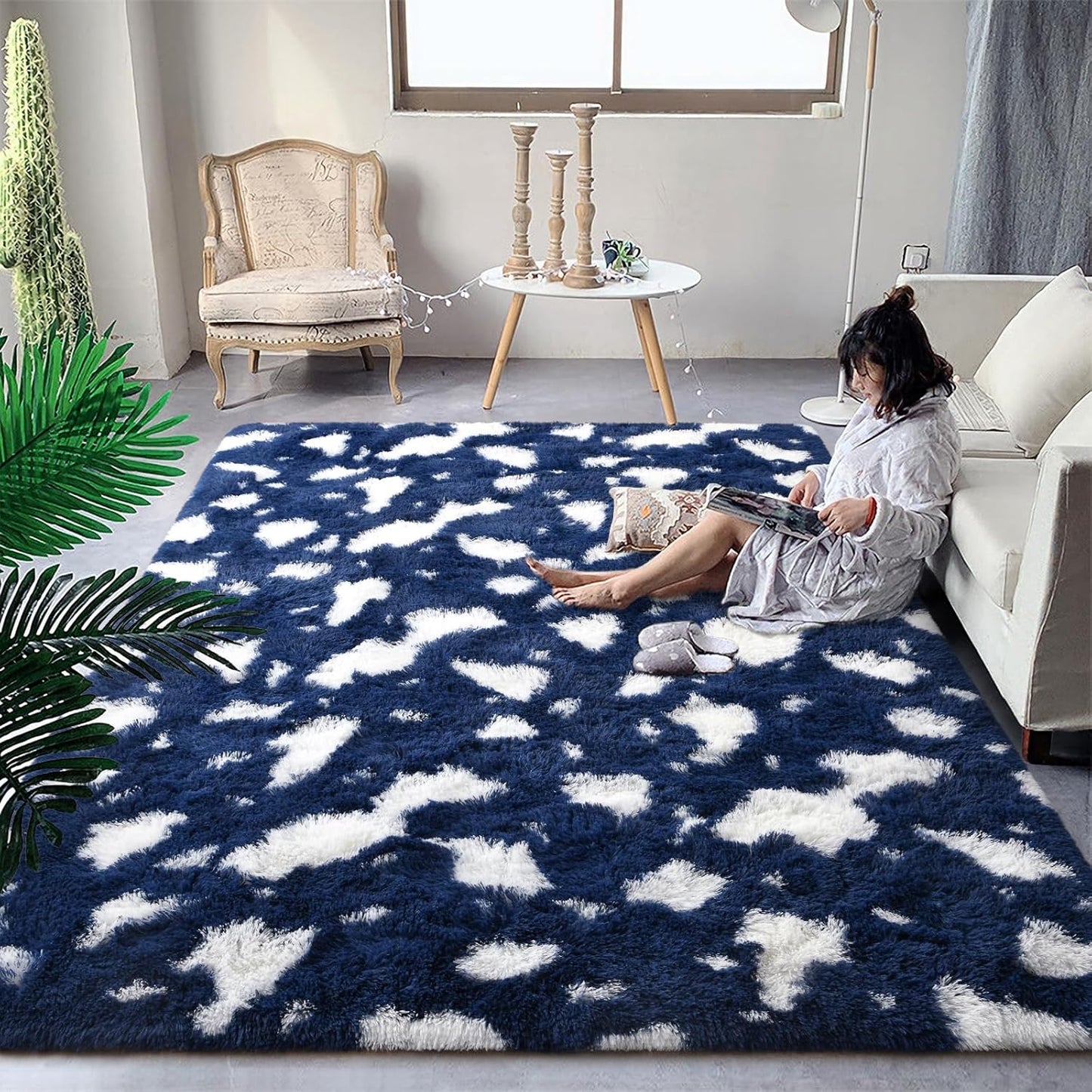 DweIke Fluffy Dark Green Rugs for Bedroom Living Room, 4x6 Feet Soft Plush Shaggy Forest Hunter Green Girls Boys Kids Rug, Non-Slip and Machine Washable Carpet for Dorm Nursery Classroom Decor