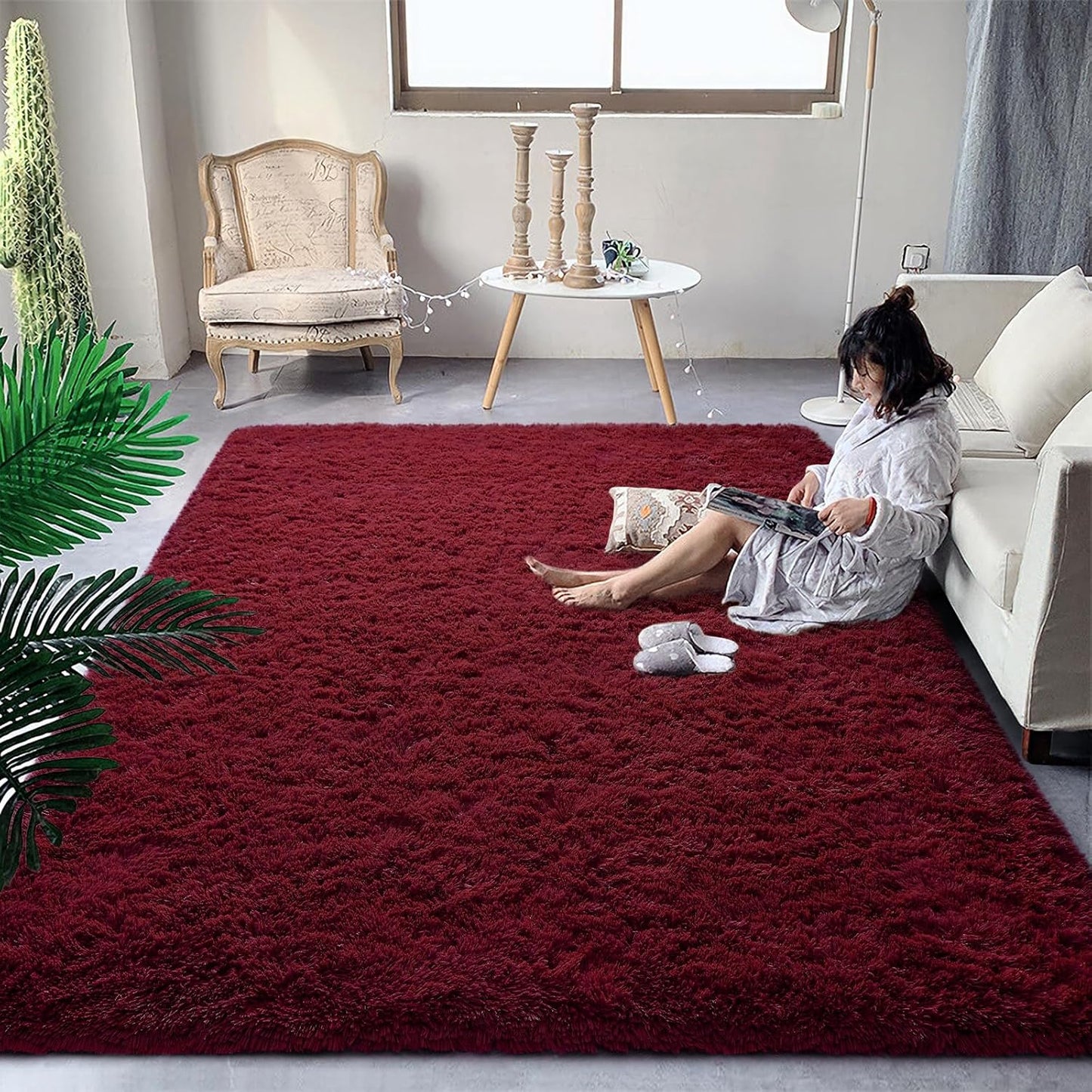 DweIke Fluffy Dark Green Rugs for Bedroom Living Room, 4x6 Feet Soft Plush Shaggy Forest Hunter Green Girls Boys Kids Rug, Non-Slip and Machine Washable Carpet for Dorm Nursery Classroom Decor