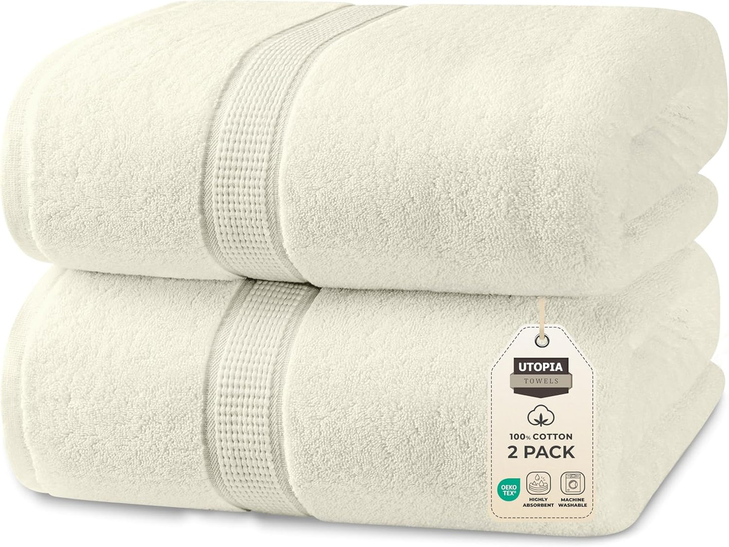 Utopia Towels Luxurious Jumbo Bath Sheet 2 Piece, 600 GSM, 35 by 70 Inches, 100% Ring Spun Cotton, Highly Absorbent and Quick Dry Extra Large Bath Towel, Super Soft Towel, Grey
