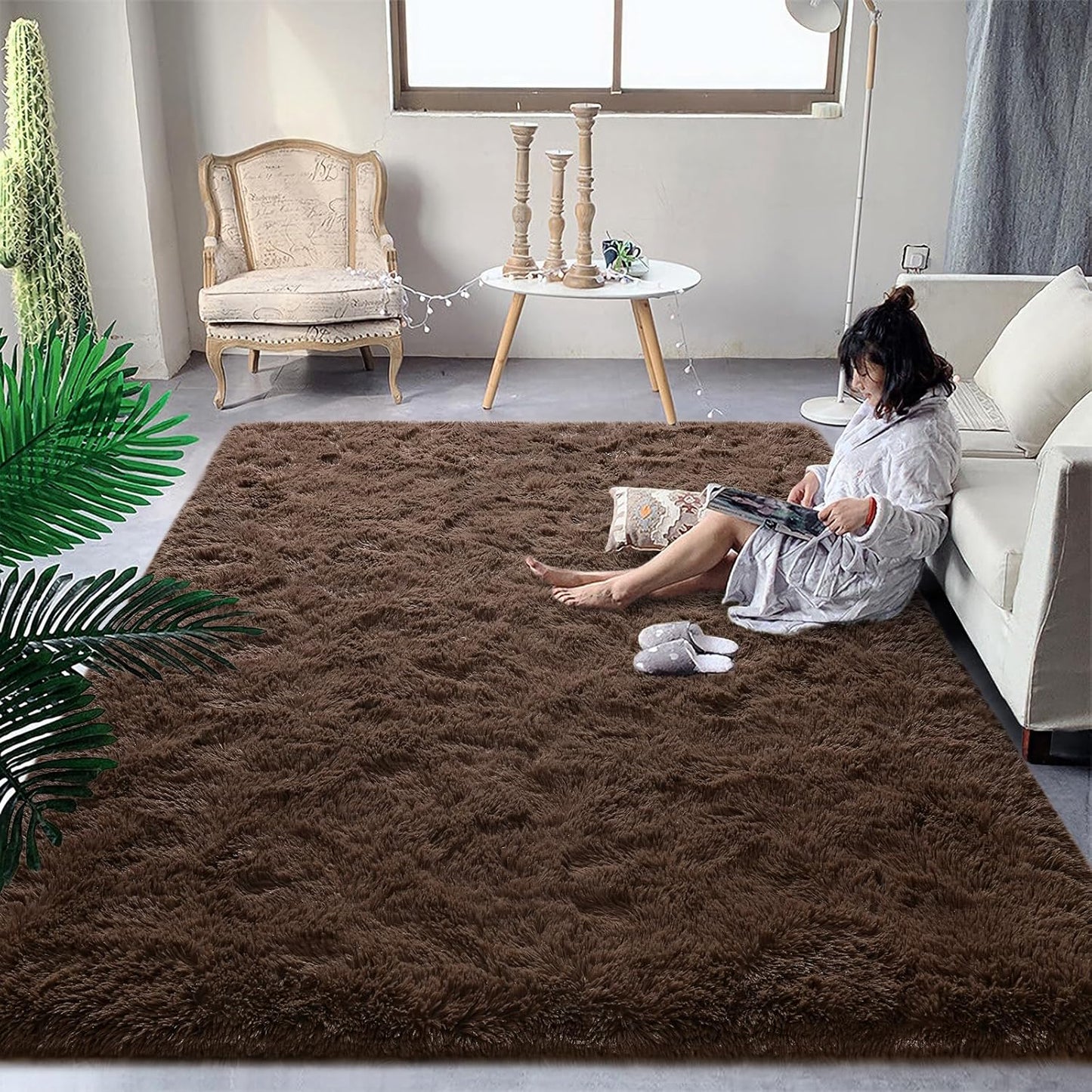 DweIke Fluffy Dark Green Rugs for Bedroom Living Room, 4x6 Feet Soft Plush Shaggy Forest Hunter Green Girls Boys Kids Rug, Non-Slip and Machine Washable Carpet for Dorm Nursery Classroom Decor