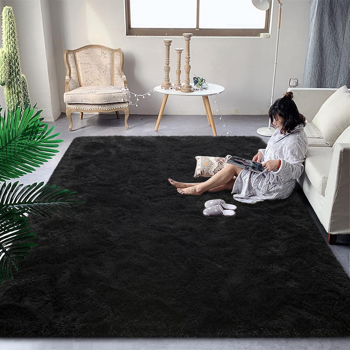 DweIke Fluffy Dark Green Rugs for Bedroom Living Room, 4x6 Feet Soft Plush Shaggy Forest Hunter Green Girls Boys Kids Rug, Non-Slip and Machine Washable Carpet for Dorm Nursery Classroom Decor