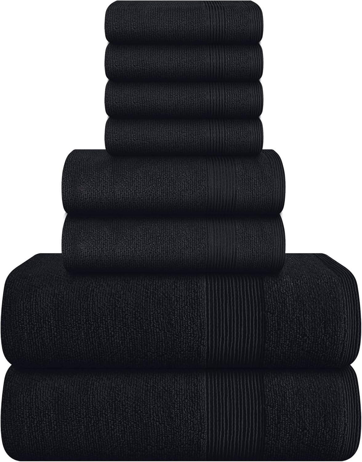 Belizzi Home 4 Pack Bath Towel Set 27x54, 100% Ring Spun Cotton, Ultra Soft Highly Absorbent Machine Washable Hotel Spa Quality Bath Towels for Bathroom, 4 Bath Towels Black