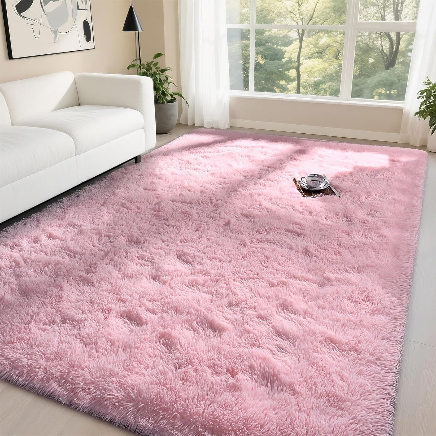 DweIke Fluffy Dark Green Rugs for Bedroom Living Room, 4x6 Feet Soft Plush Shaggy Forest Hunter Green Girls Boys Kids Rug, Non-Slip and Machine Washable Carpet for Dorm Nursery Classroom Decor
