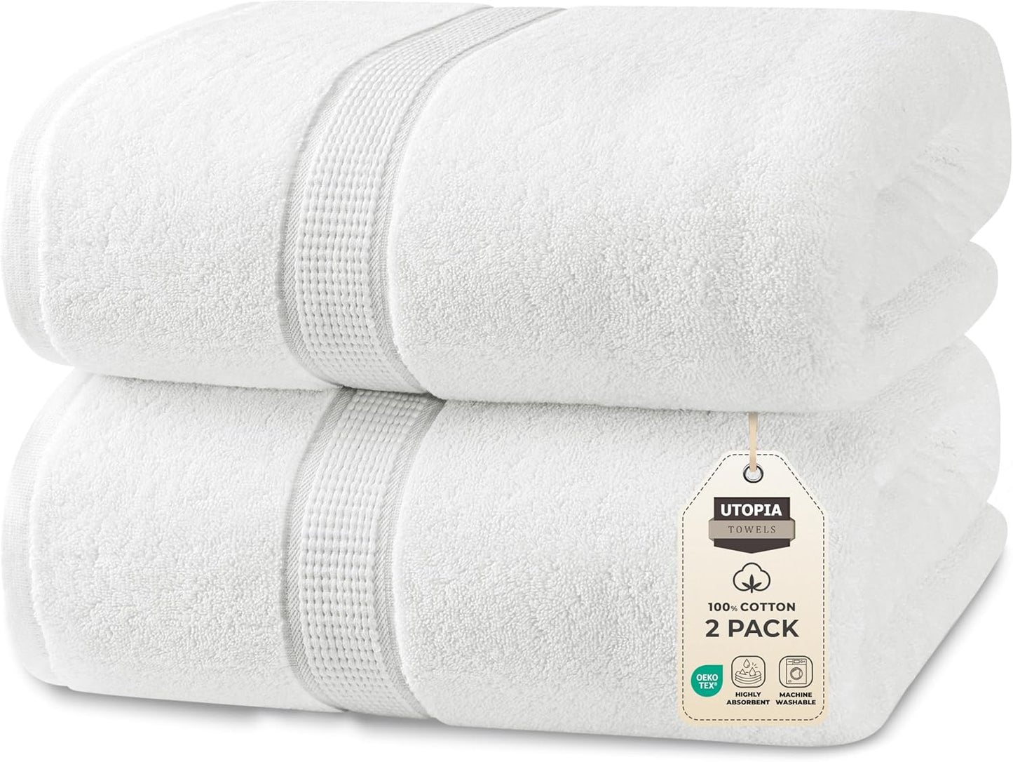 Utopia Towels Luxurious Jumbo Bath Sheet 2 Piece, 600 GSM, 35 by 70 Inches, 100% Ring Spun Cotton, Highly Absorbent and Quick Dry Extra Large Bath Towel, Super Soft Towel, Grey