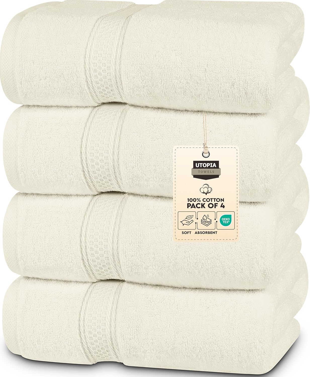 Utopia Towels 4 Pack Premium Bath Towels Set, 27 by 54 Inches, 100% Ring Spun Cotton 600GSM, Lightweight and Highly Absorbent Quick Drying Towels, Perfect for Daily Use, Grey