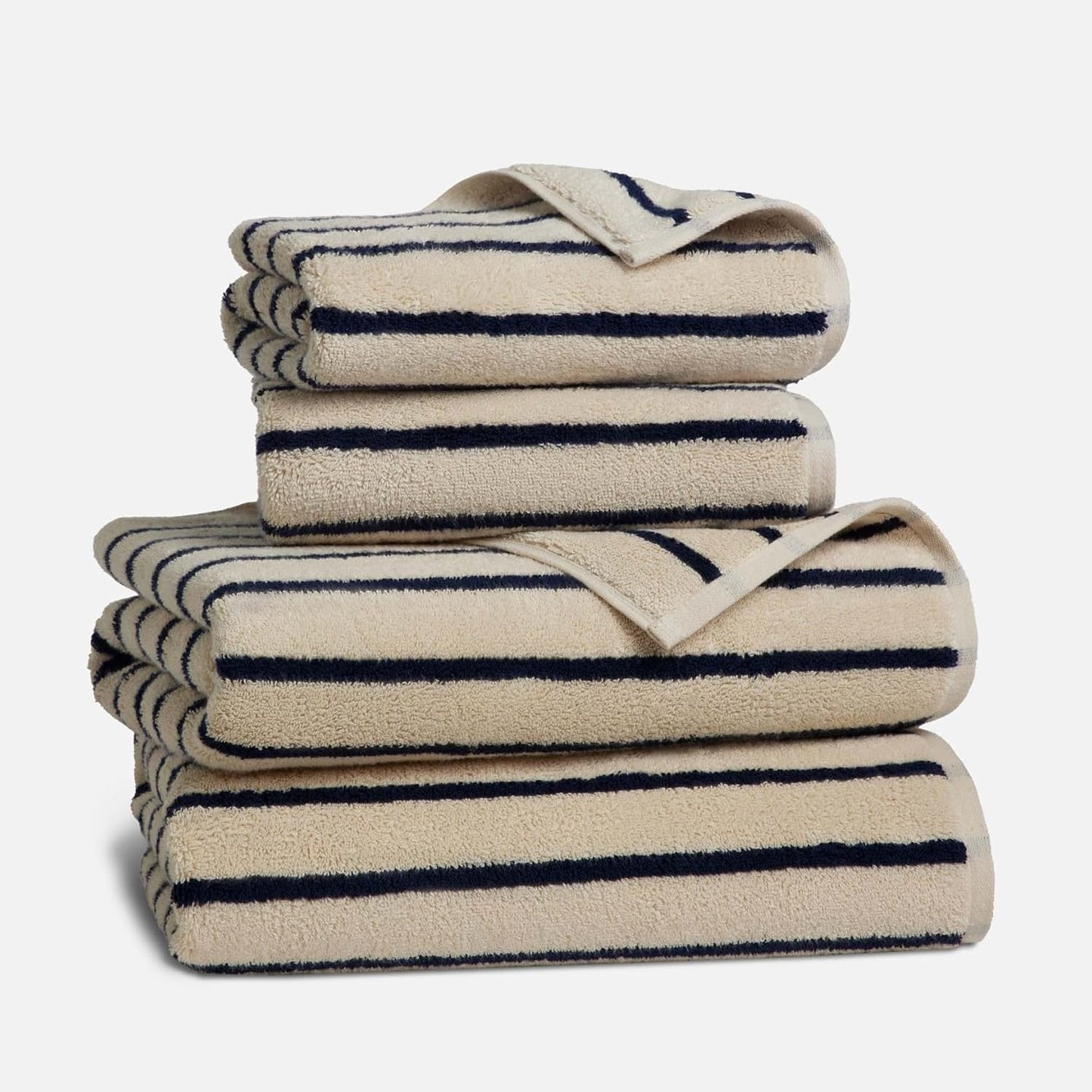 Brooklinen Super-Plush Turkish Cotton Bath Towels Set of 2 Cotton, 820 GSM, Machine Washable, Perfect Bath Towels for Bathroom, Spa & Shower (30" x 58", Striped Navy)