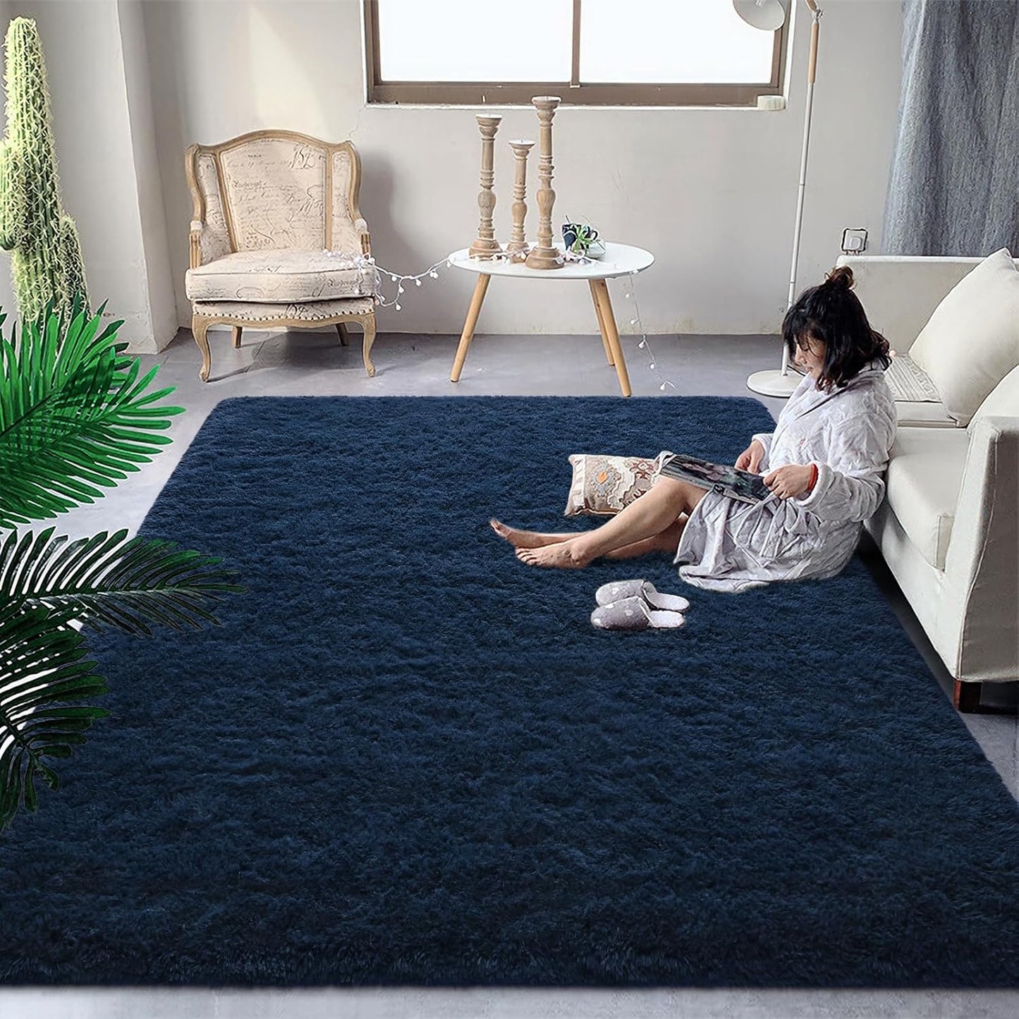 DweIke Fluffy Dark Green Rugs for Bedroom Living Room, 4x6 Feet Soft Plush Shaggy Forest Hunter Green Girls Boys Kids Rug, Non-Slip and Machine Washable Carpet for Dorm Nursery Classroom Decor