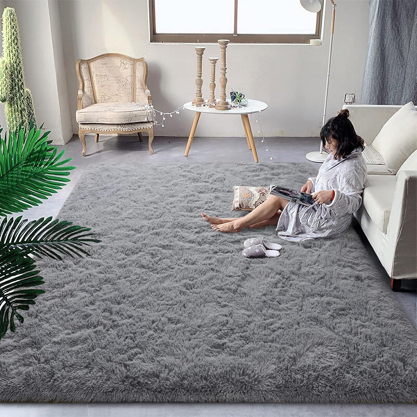 DweIke Fluffy Dark Green Rugs for Bedroom Living Room, 4x6 Feet Soft Plush Shaggy Forest Hunter Green Girls Boys Kids Rug, Non-Slip and Machine Washable Carpet for Dorm Nursery Classroom Decor