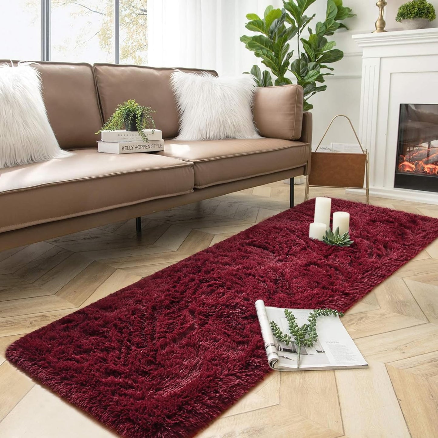 DweIke Fluffy Dark Green Rugs for Bedroom Living Room, 4x6 Feet Soft Plush Shaggy Forest Hunter Green Girls Boys Kids Rug, Non-Slip and Machine Washable Carpet for Dorm Nursery Classroom Decor