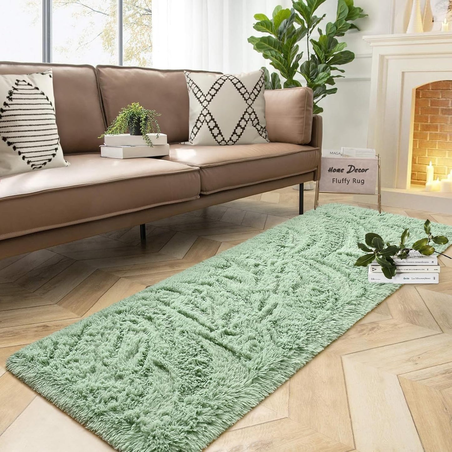 DweIke Fluffy Dark Green Rugs for Bedroom Living Room, 4x6 Feet Soft Plush Shaggy Forest Hunter Green Girls Boys Kids Rug, Non-Slip and Machine Washable Carpet for Dorm Nursery Classroom Decor