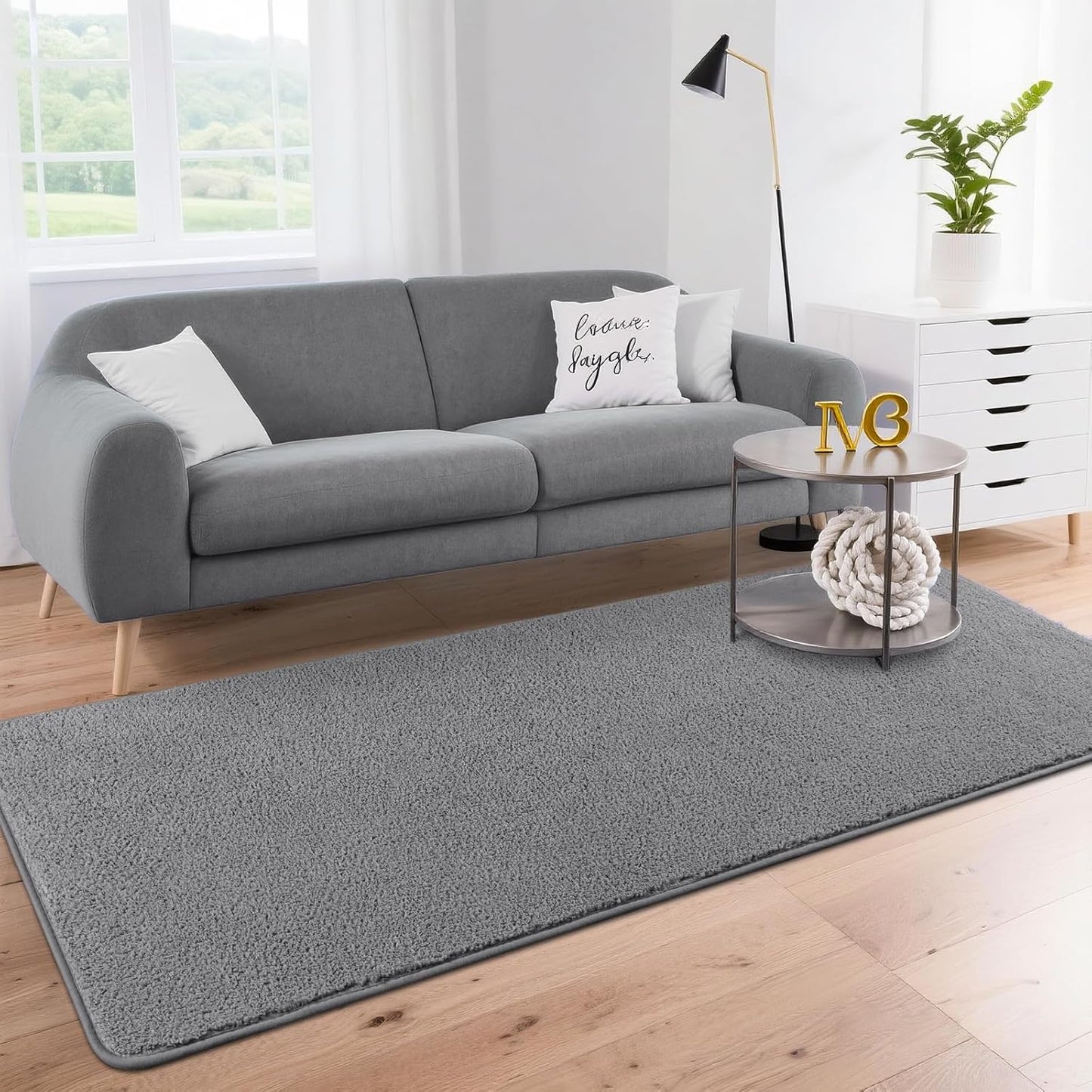 DweIke Modern Area Rugs for Living Room Bedroom, 4x6 Navy Blue Thickened Memory-Foam Throw Carpet, Super Soft Kids Boys Girls Rug, Non-Slip and Washable Carpets for Dorm Nursery Classroom Decor