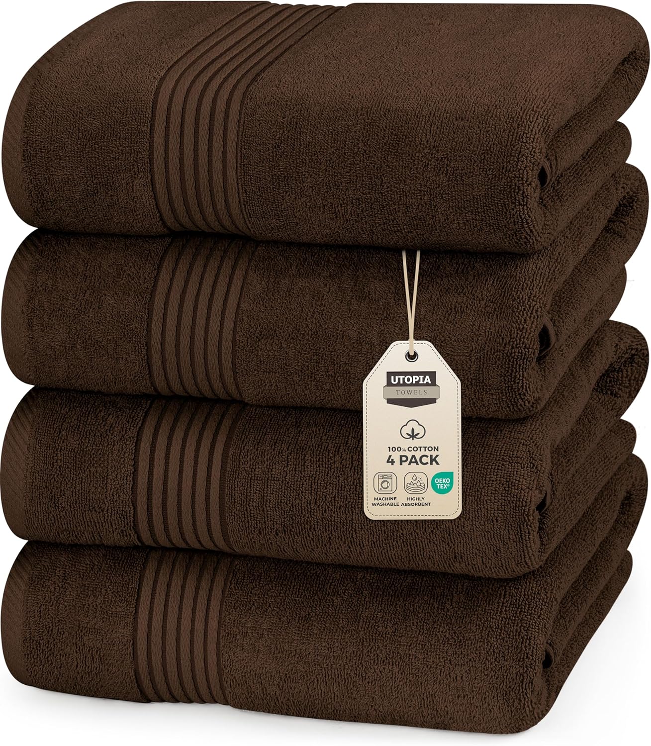Utopia Towels 6 Pack Bath Towels Set, (27 x 54 Inches) 100% Ring Spun Cotton, Quick Dry, Highly Absorbent, Soft Feel Towels (White, Cool Grey, Turqoise, Sage Green, Navy, Beige)