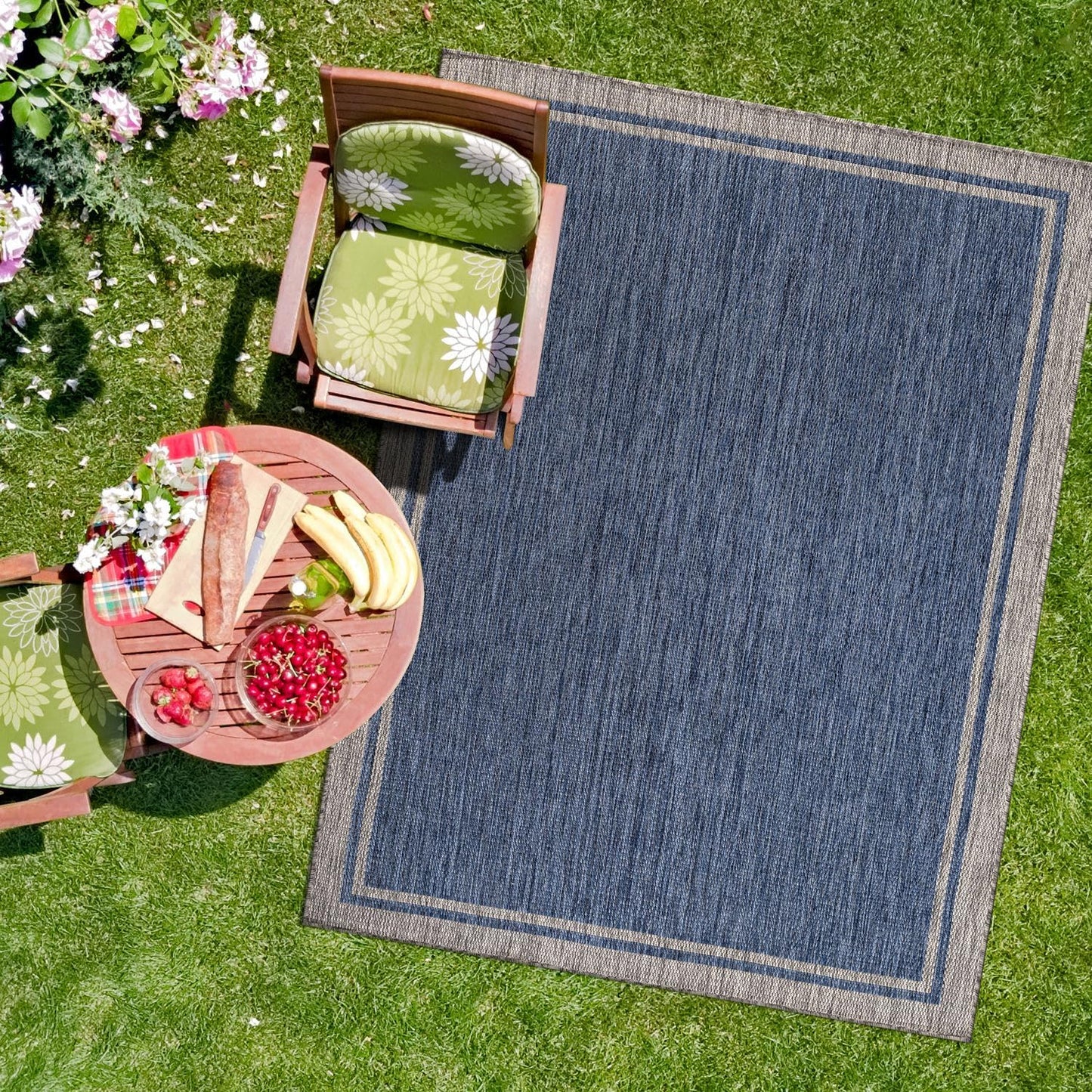 CAMILSON Outdoor Rug 8x10, Modern Outside Rugs for Patios Porches Waterproof Durable Washable Non-Shedding, Easy-to-Clean Indoor Outdoor Area Carpet (8 x 10, Bordered - Beige/White)