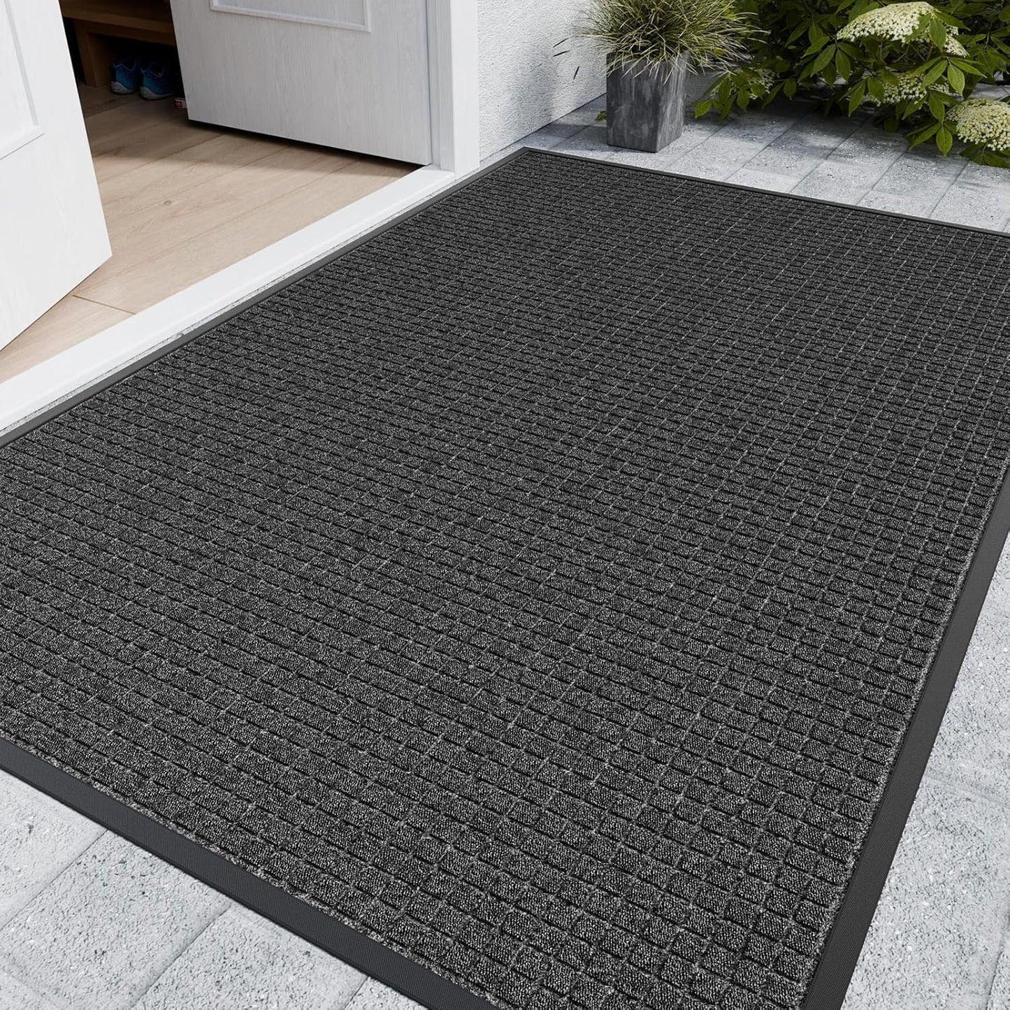 Front Door Mat, 72" x 48" Heavy Duty Indoor Outdoor Doormat, Non-Slip Welcome Mats for Entryway, Rubber Backing Low Profile Mats, Commercial Door Mats