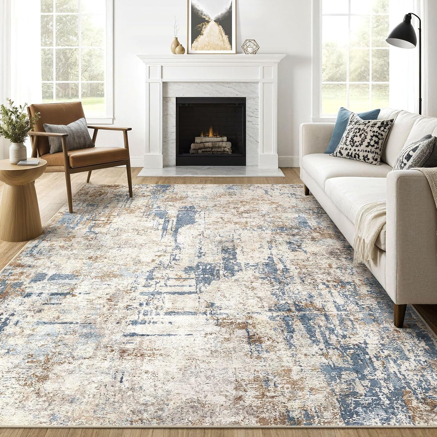 Area Rugs 9x12 Living Room: Washable Large Abstract Modern Soft Rugs Stain Resistant Indoor Floor Non Slip Accent Carpet for Bedroom Nursery Playroom Office Dining Room Dorm Home Decor- Gray Gold