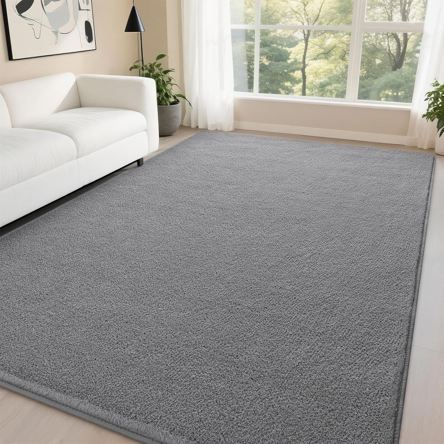 DweIke Modern Area Rugs for Living Room Bedroom, 4x6 Navy Blue Thickened Memory-Foam Throw Carpet, Super Soft Kids Boys Girls Rug, Non-Slip and Washable Carpets for Dorm Nursery Classroom Decor