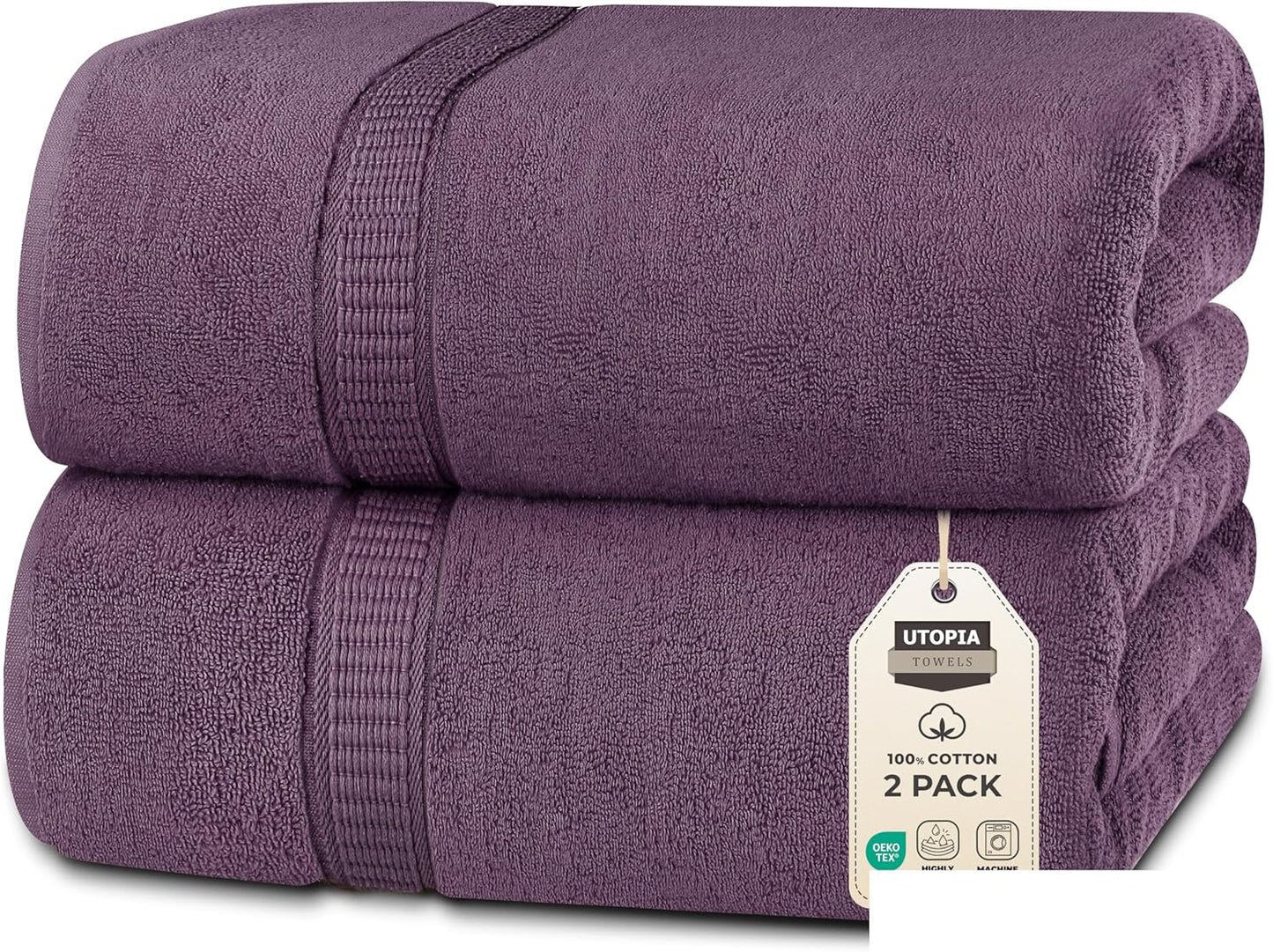 Utopia Towels Luxurious Jumbo Bath Sheet 2 Piece, 600 GSM, 35 by 70 Inches, 100% Ring Spun Cotton, Highly Absorbent and Quick Dry Extra Large Bath Towel, Super Soft Towel, Grey