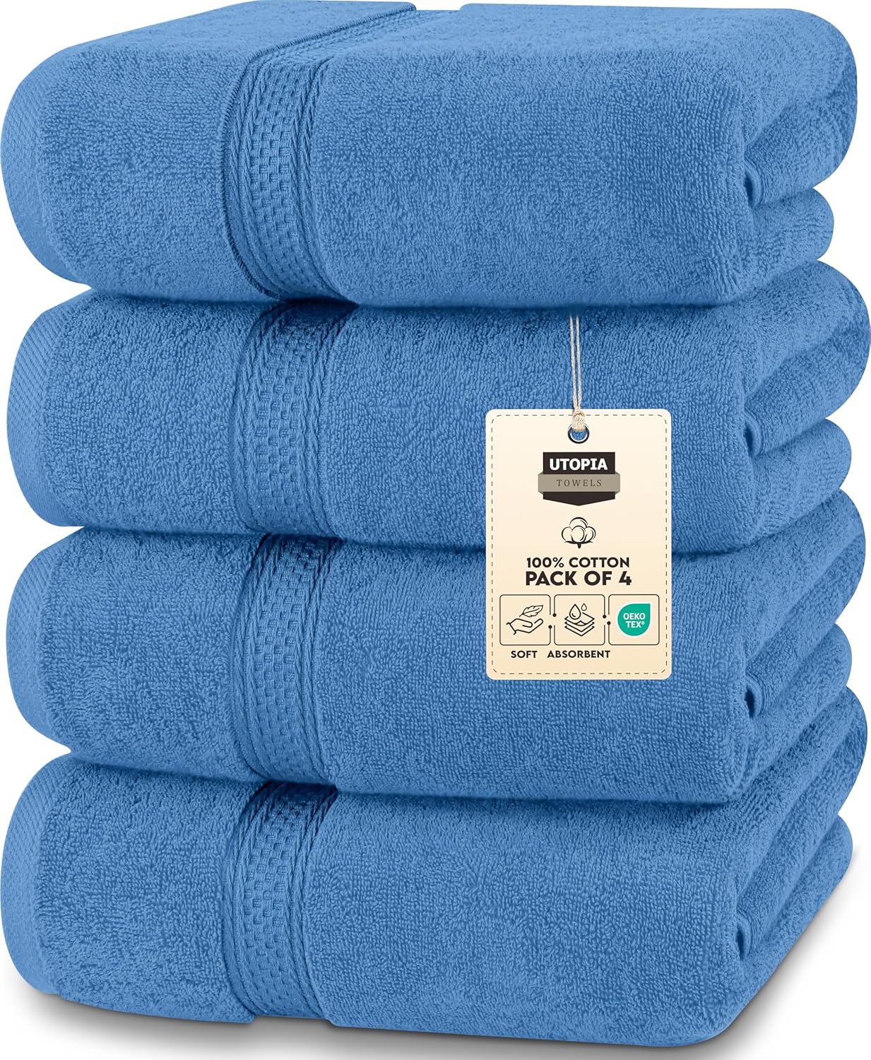 Utopia Towels 4 Pack Premium Bath Towels Set, 27 by 54 Inches, 100% Ring Spun Cotton 600GSM, Lightweight and Highly Absorbent Quick Drying Towels, Perfect for Daily Use, Grey