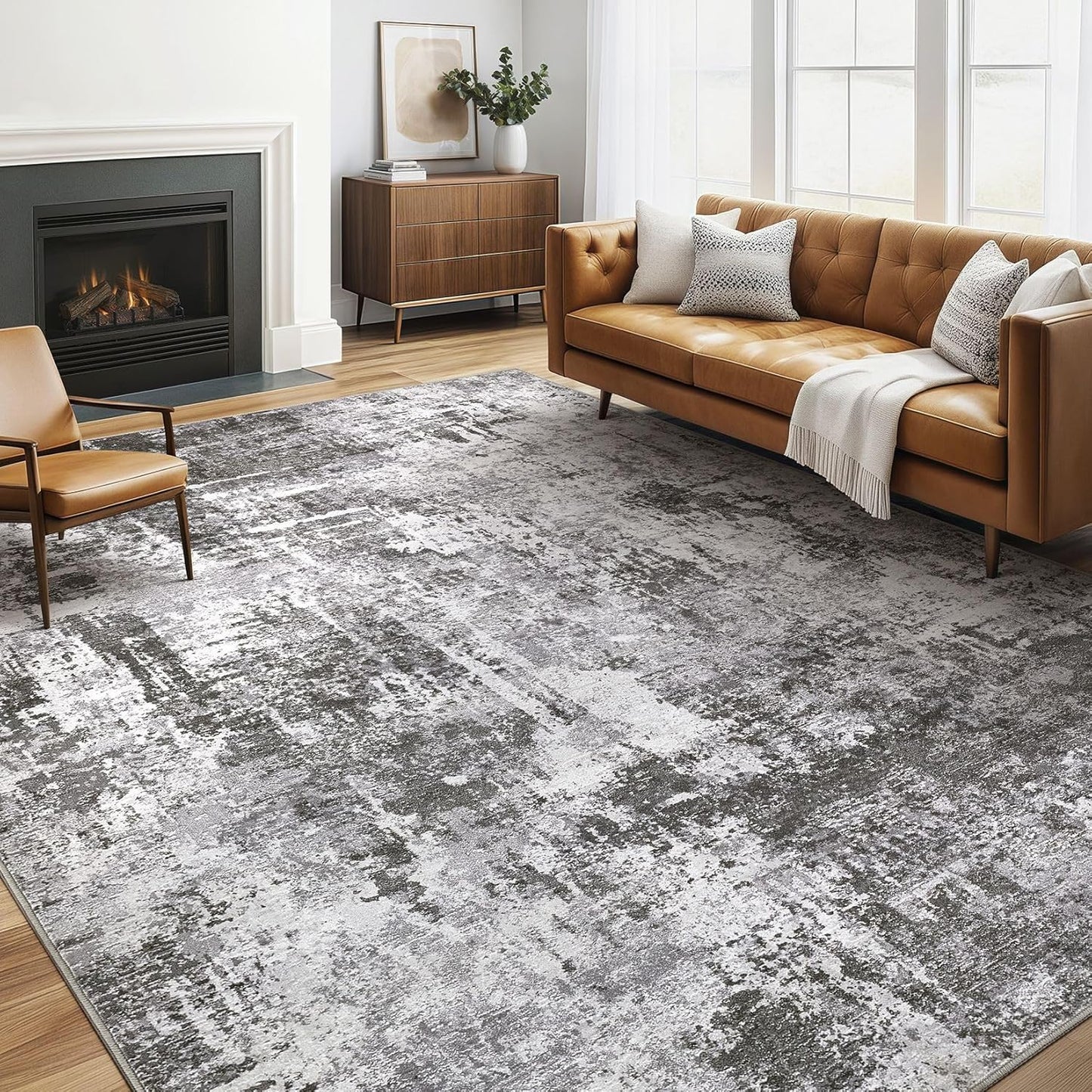 Area Rugs 9x12 Living Room: Washable Large Abstract Modern Soft Rugs Stain Resistant Indoor Floor Non Slip Accent Carpet for Bedroom Nursery Playroom Office Dining Room Dorm Home Decor- Gray Gold