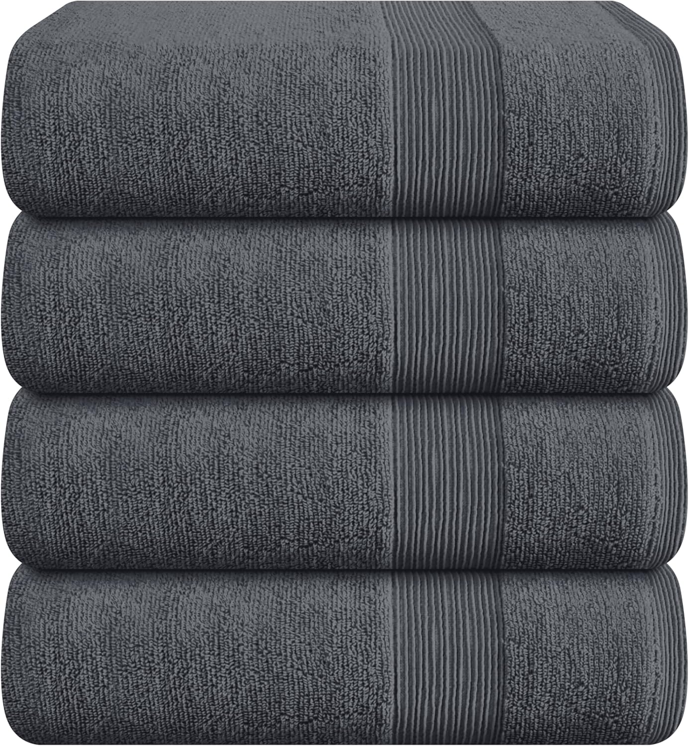 Belizzi Home 4 Pack Bath Towel Set 27x54, 100% Ring Spun Cotton, Ultra Soft Highly Absorbent Machine Washable Hotel Spa Quality Bath Towels for Bathroom, 4 Bath Towels Black