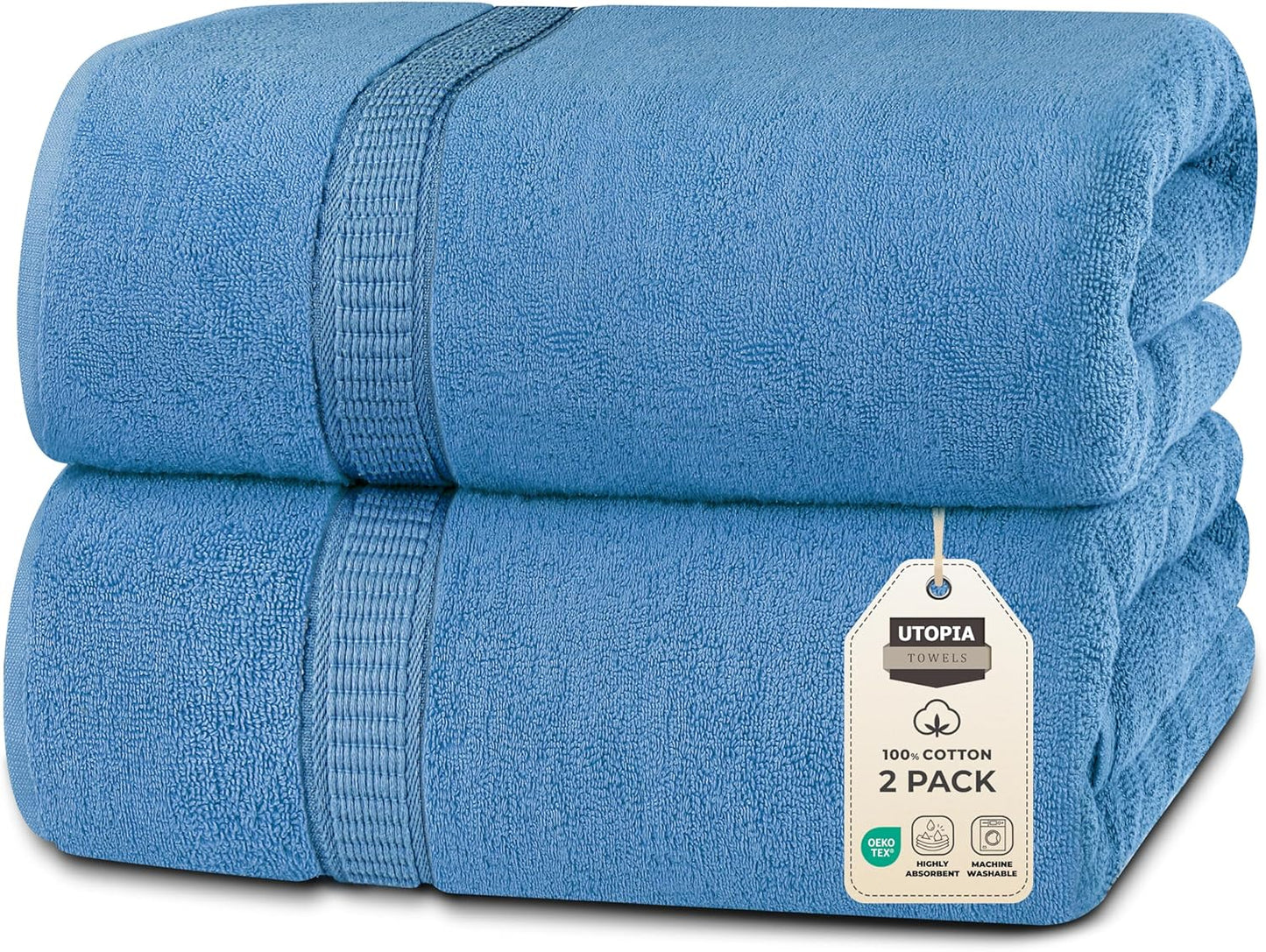 Utopia Towels Luxurious Jumbo Bath Sheet 2 Piece, 600 GSM, 35 by 70 Inches, 100% Ring Spun Cotton, Highly Absorbent and Quick Dry Extra Large Bath Towel, Super Soft Towel, Grey
