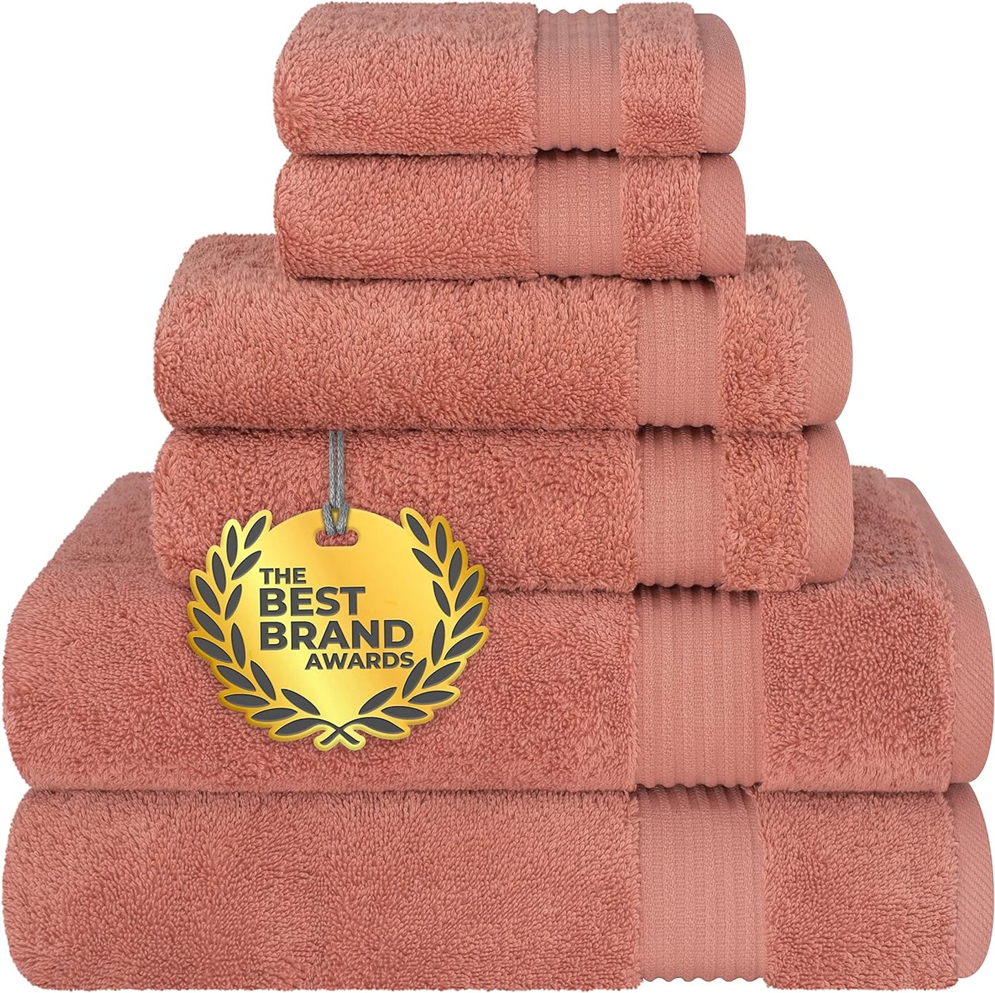 Cotton Paradise 6 Piece Towel Set, 100% Cotton Soft Absorbent Turkish Towels for Bathroom, 2 Bath Towels 2 Hand Towels 2 Washcloths, Beige Towel Set