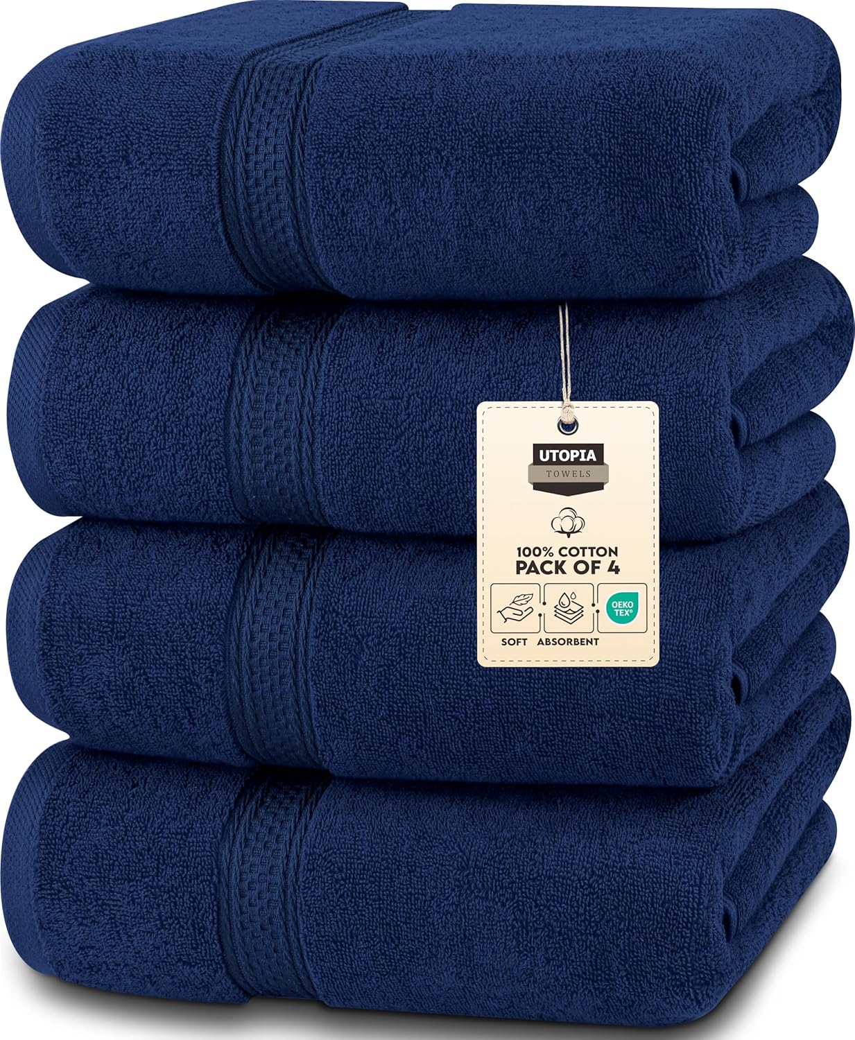 Utopia Towels 4 Pack Premium Bath Towels Set, 27 by 54 Inches, 100% Ring Spun Cotton 600GSM, Lightweight and Highly Absorbent Quick Drying Towels, Perfect for Daily Use, Grey