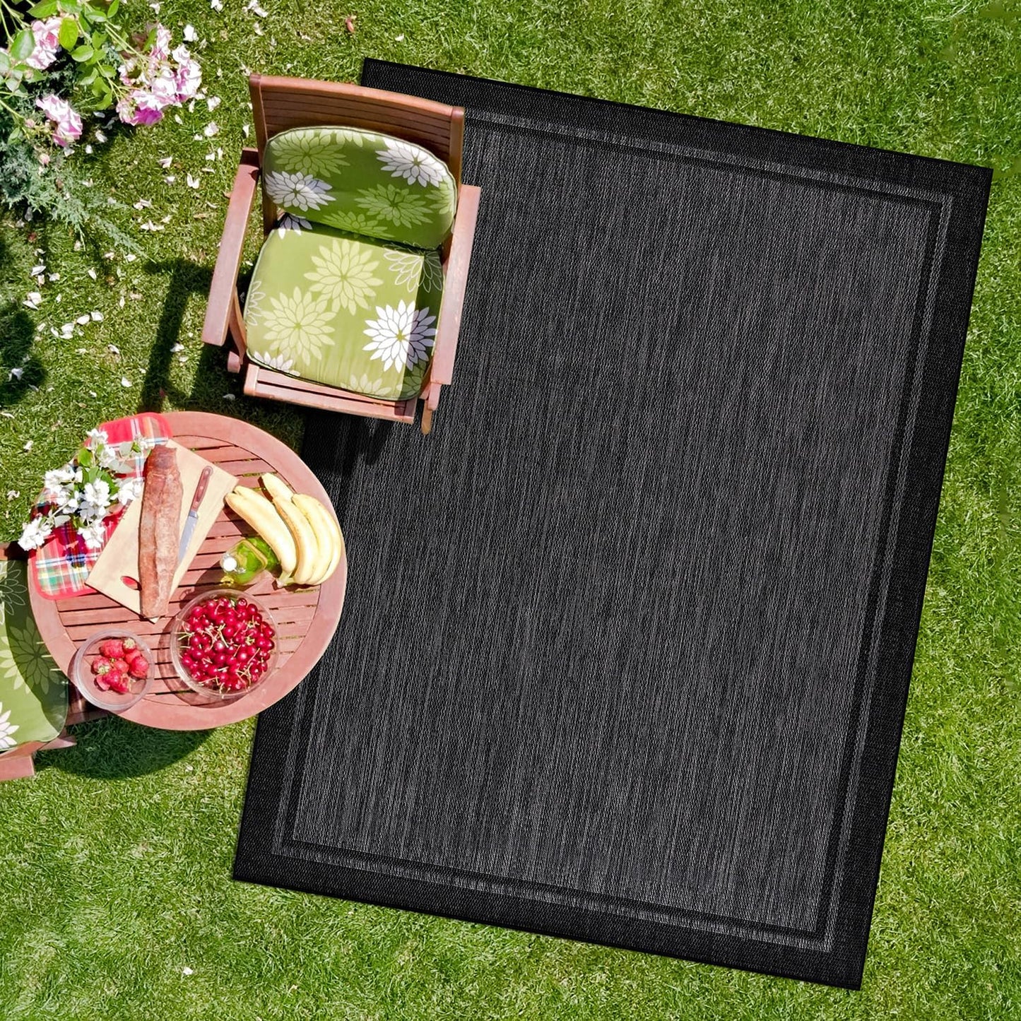 CAMILSON Outdoor Rug 8x10, Modern Outside Rugs for Patios Porches Waterproof Durable Washable Non-Shedding, Easy-to-Clean Indoor Outdoor Area Carpet (8 x 10, Bordered - Beige/White)