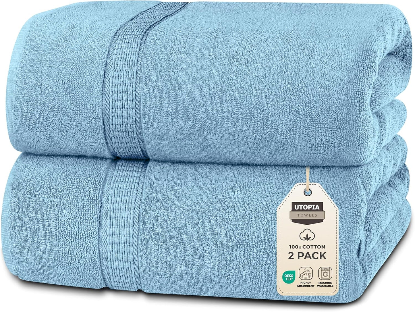 Utopia Towels Luxurious Jumbo Bath Sheet 2 Piece, 600 GSM, 35 by 70 Inches, 100% Ring Spun Cotton, Highly Absorbent and Quick Dry Extra Large Bath Towel, Super Soft Towel, Grey