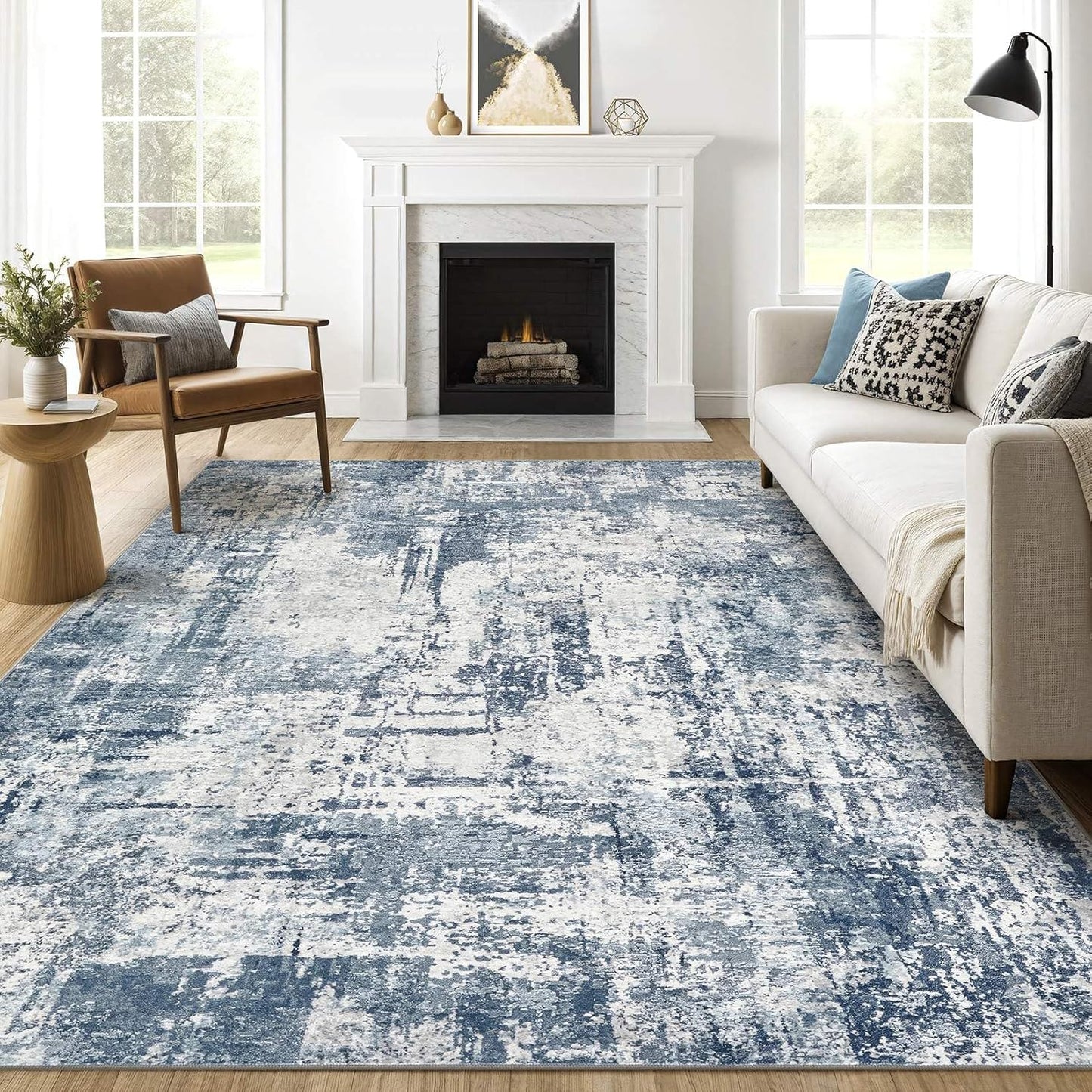 Area Rugs 9x12 Living Room: Washable Large Abstract Modern Soft Rugs Stain Resistant Indoor Floor Non Slip Accent Carpet for Bedroom Nursery Playroom Office Dining Room Dorm Home Decor- Gray Gold