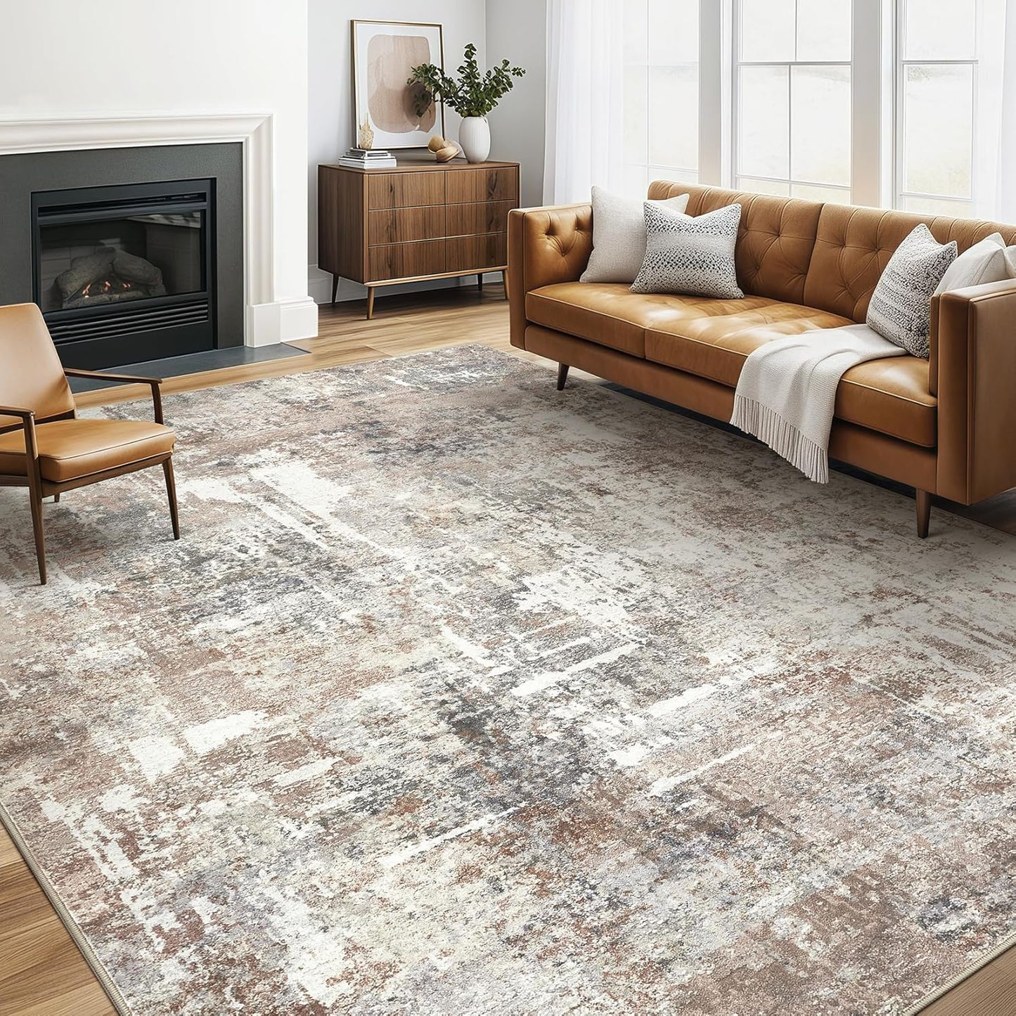 Area Rugs 9x12 Living Room: Washable Large Abstract Modern Soft Rugs Stain Resistant Indoor Floor Non Slip Accent Carpet for Bedroom Nursery Playroom Office Dining Room Dorm Home Decor- Gray Gold