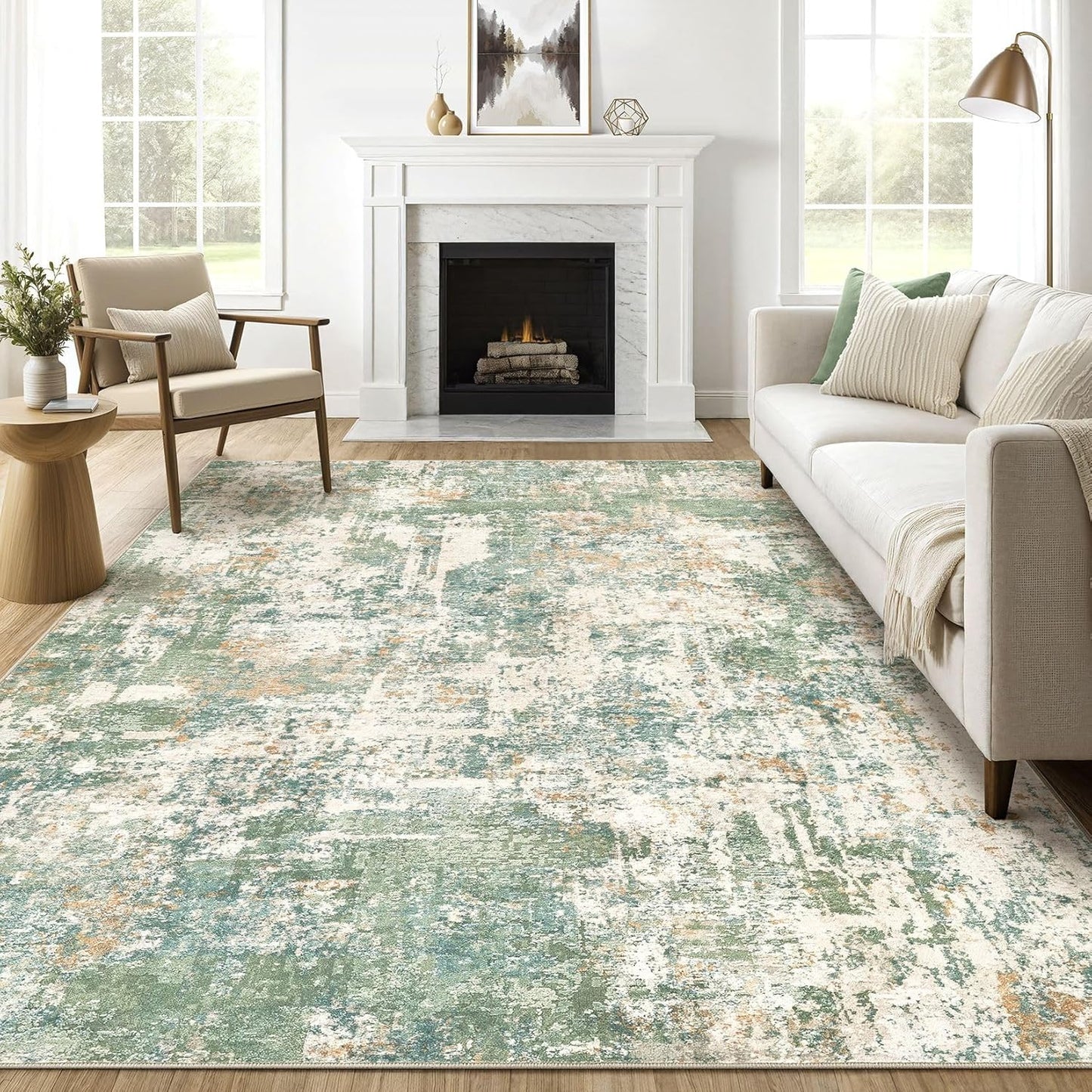 Area Rugs 9x12 Living Room: Washable Large Abstract Modern Soft Rugs Stain Resistant Indoor Floor Non Slip Accent Carpet for Bedroom Nursery Playroom Office Dining Room Dorm Home Decor- Gray Gold