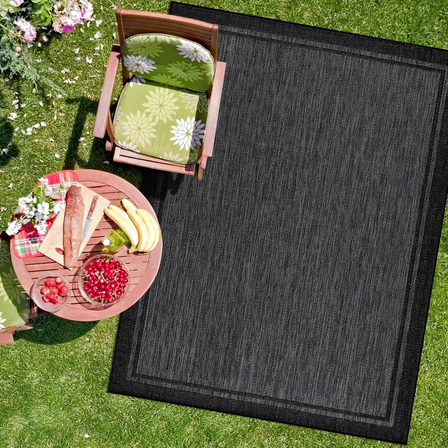 CAMILSON Outdoor Rug 8x10, Modern Outside Rugs for Patios Porches Waterproof Durable Washable Non-Shedding, Easy-to-Clean Indoor Outdoor Area Carpet (8 x 10, Bordered - Beige/White)