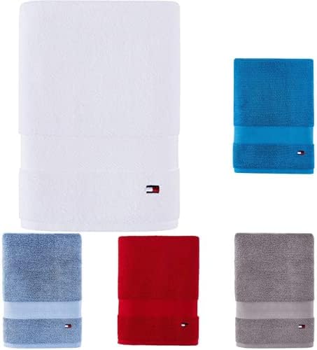 Tommy Hilfiger Modern American Solid Bath Towel, 30 X 54 Inches, 100% Cotton 574 GSM (Steel Grey)