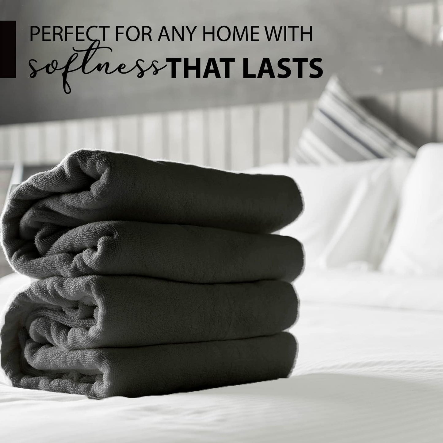 100% Cotton Bath Towels, 24x48 Pack of 6 Towels, Quick Dry, Highly Absorbent, Soft Feel Towel, Gym, Spa, Bathroom, Shower, Pool, Luxury Soft Towels (Grey, 24x48-6 Pack)