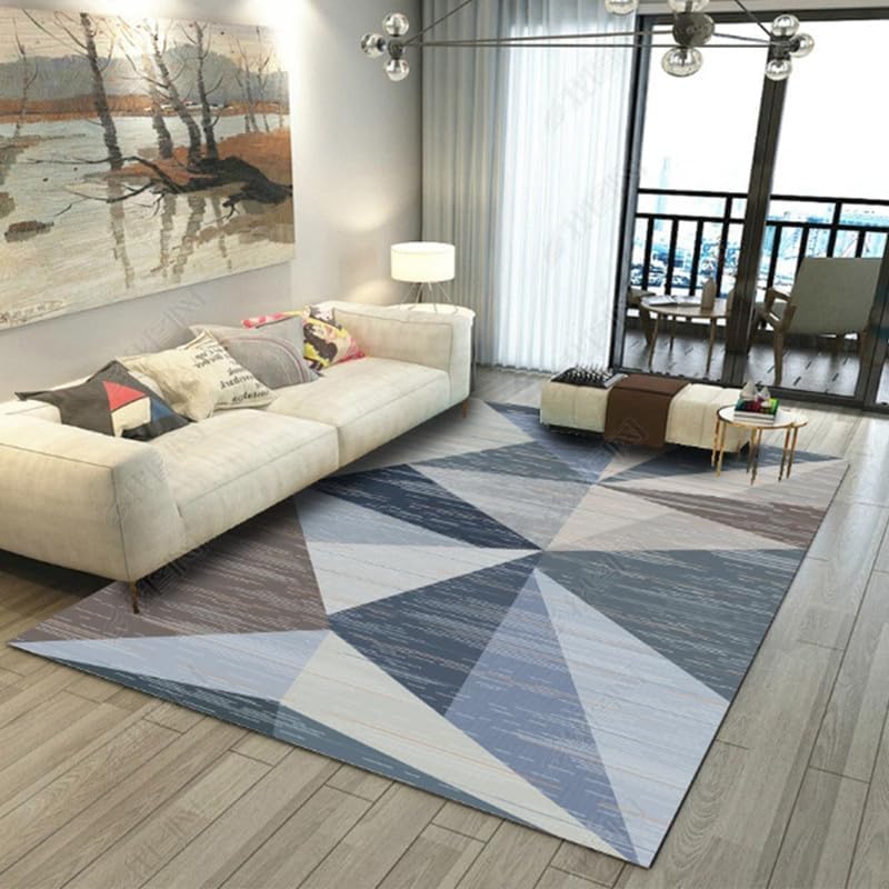 HOMFINE Washable Modern Area Rug - Geometric Style 5x7 Rugs for Living Room, Bedroom, Machine Washable Rug Soft Non Slip Non Shedding Area Rug - Grey, 5'x7'