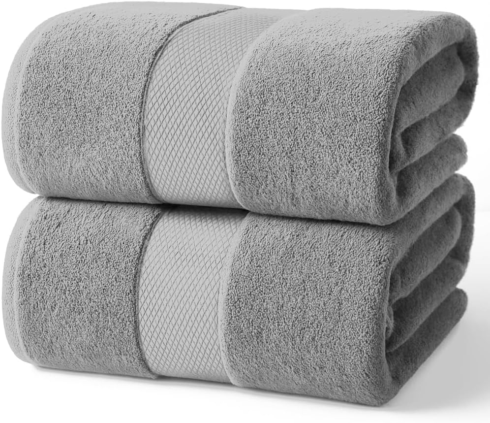 Infinitee Xclusives Premium White Bath Towels for Bathroom Set of 4 (27x54 Inches), 100% Soft Ring-Spun Cotton Bathroom Towels (Brilliant White, Bath Towels)