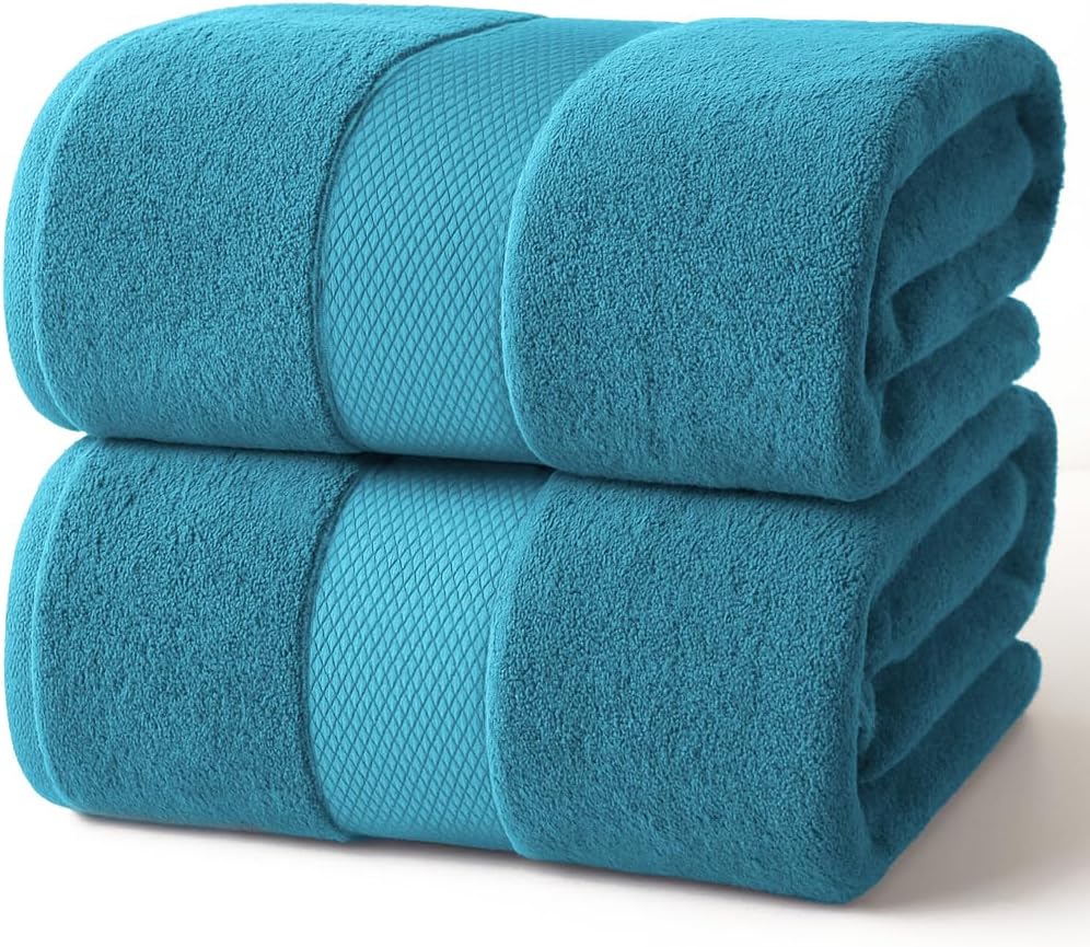 Infinitee Xclusives Premium White Bath Towels for Bathroom Set of 4 (27x54 Inches), 100% Soft Ring-Spun Cotton Bathroom Towels (Brilliant White, Bath Towels)
