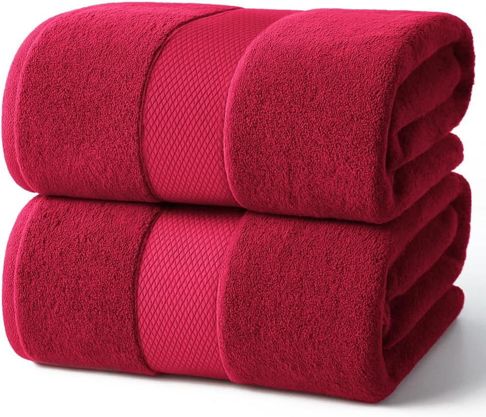 Infinitee Xclusives Premium White Bath Towels for Bathroom Set of 4 (27x54 Inches), 100% Soft Ring-Spun Cotton Bathroom Towels (Brilliant White, Bath Towels)