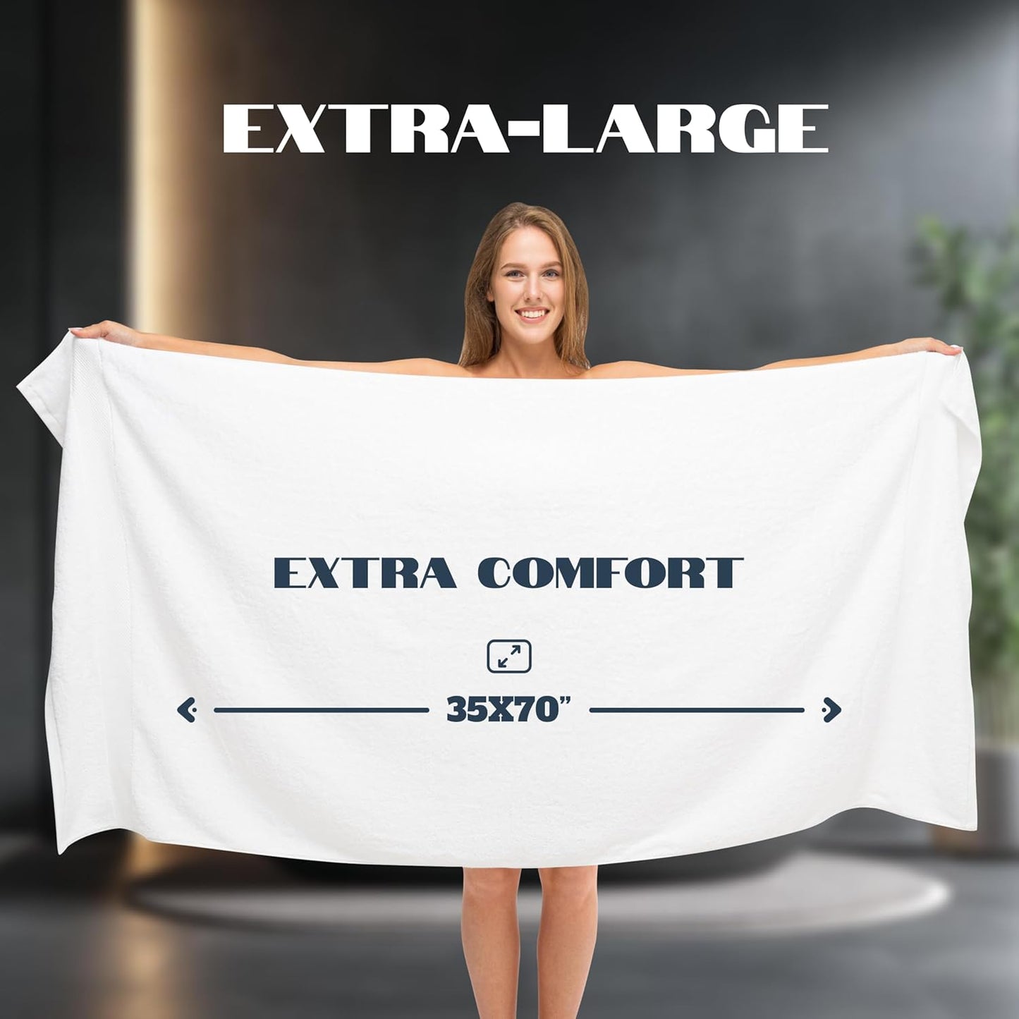 White Classic Luxury Bath Sheets Towels for Adults Extra Large 35x70 Inch - 700 GSM Turkish Cotton, Highly Absorbent | Hotel Collection | 2 Pack