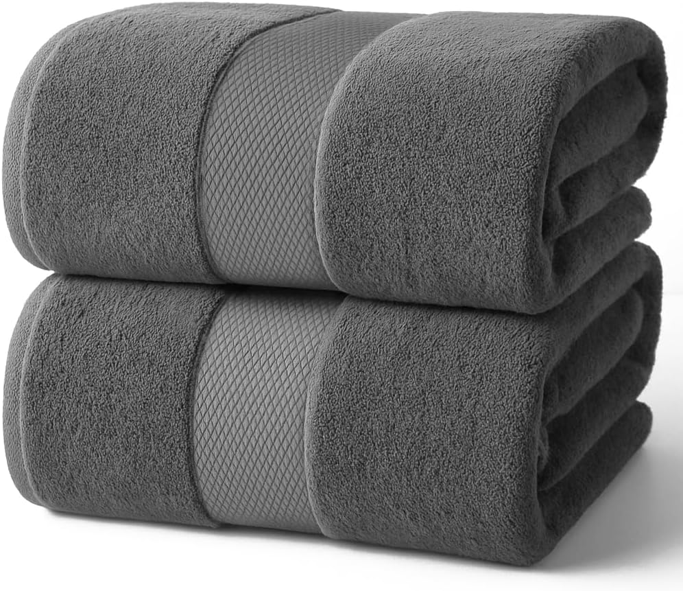 Infinitee Xclusives Premium White Bath Towels for Bathroom Set of 4 (27x54 Inches), 100% Soft Ring-Spun Cotton Bathroom Towels (Brilliant White, Bath Towels)