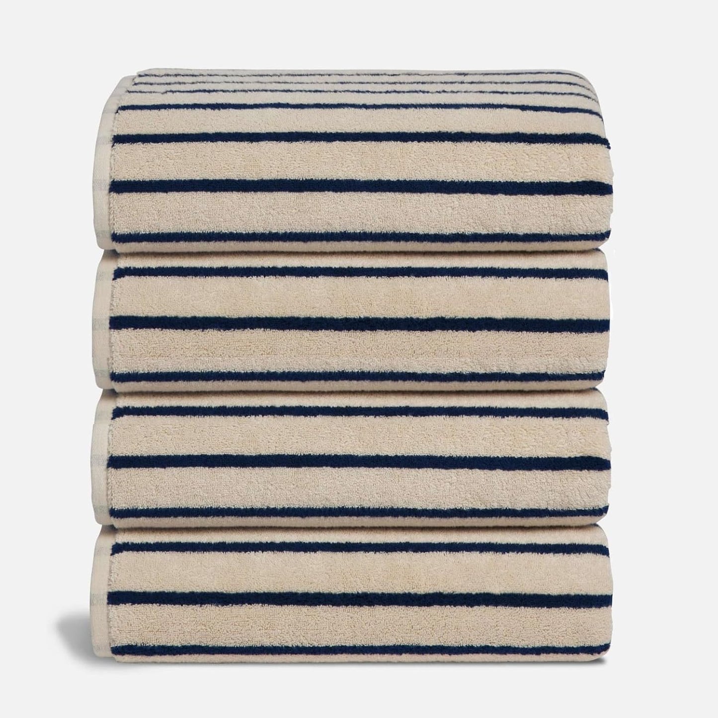 Brooklinen Super-Plush Turkish Cotton Bath Towels Set of 2 Cotton, 820 GSM, Machine Washable, Perfect Bath Towels for Bathroom, Spa & Shower (30" x 58", Striped Navy)