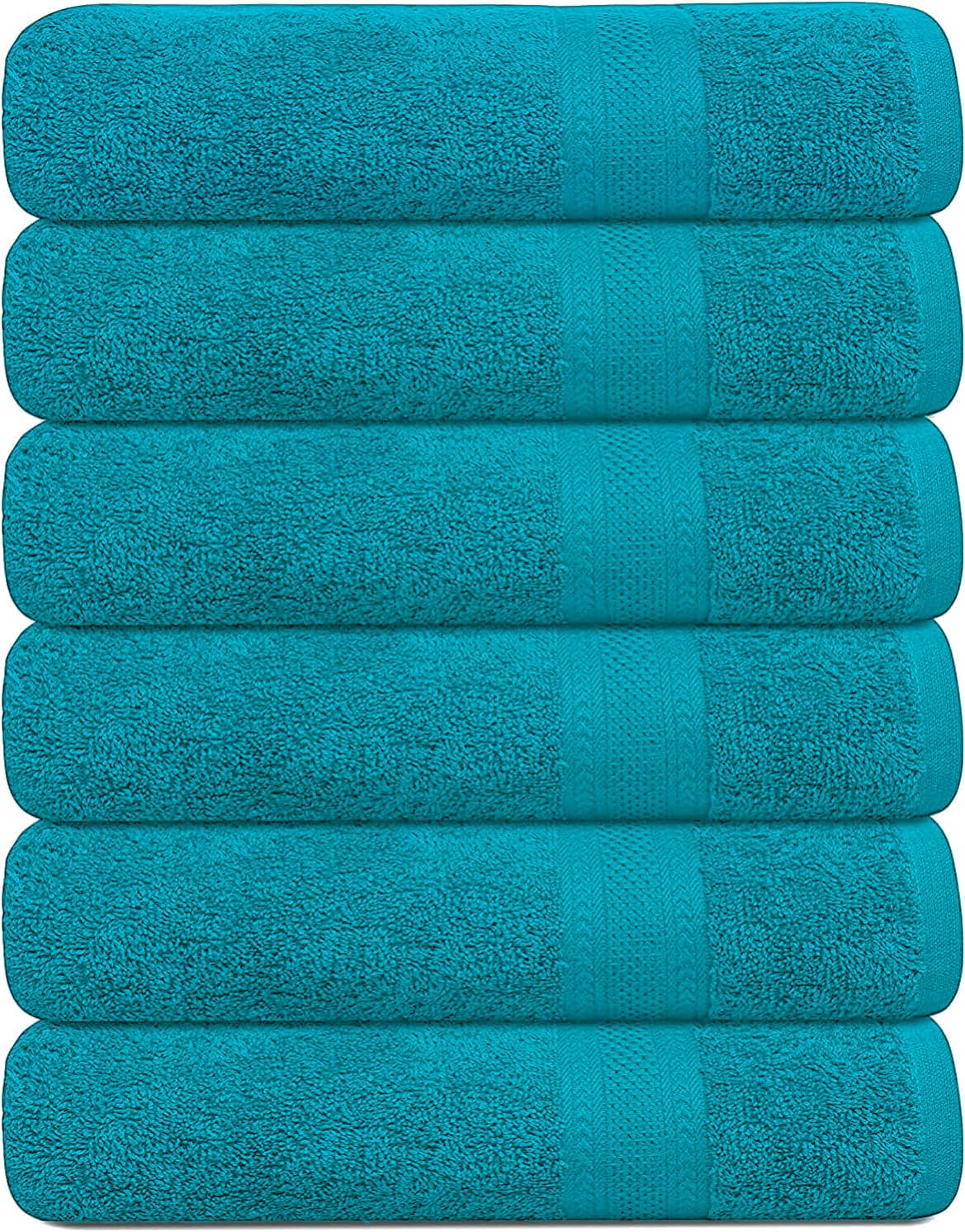 100% Cotton Bath Towels, 24x48 Pack of 6 Towels, Quick Dry, Highly Absorbent, Soft Feel Towel, Gym, Spa, Bathroom, Shower, Pool, Luxury Soft Towels (Grey, 24x48-6 Pack)