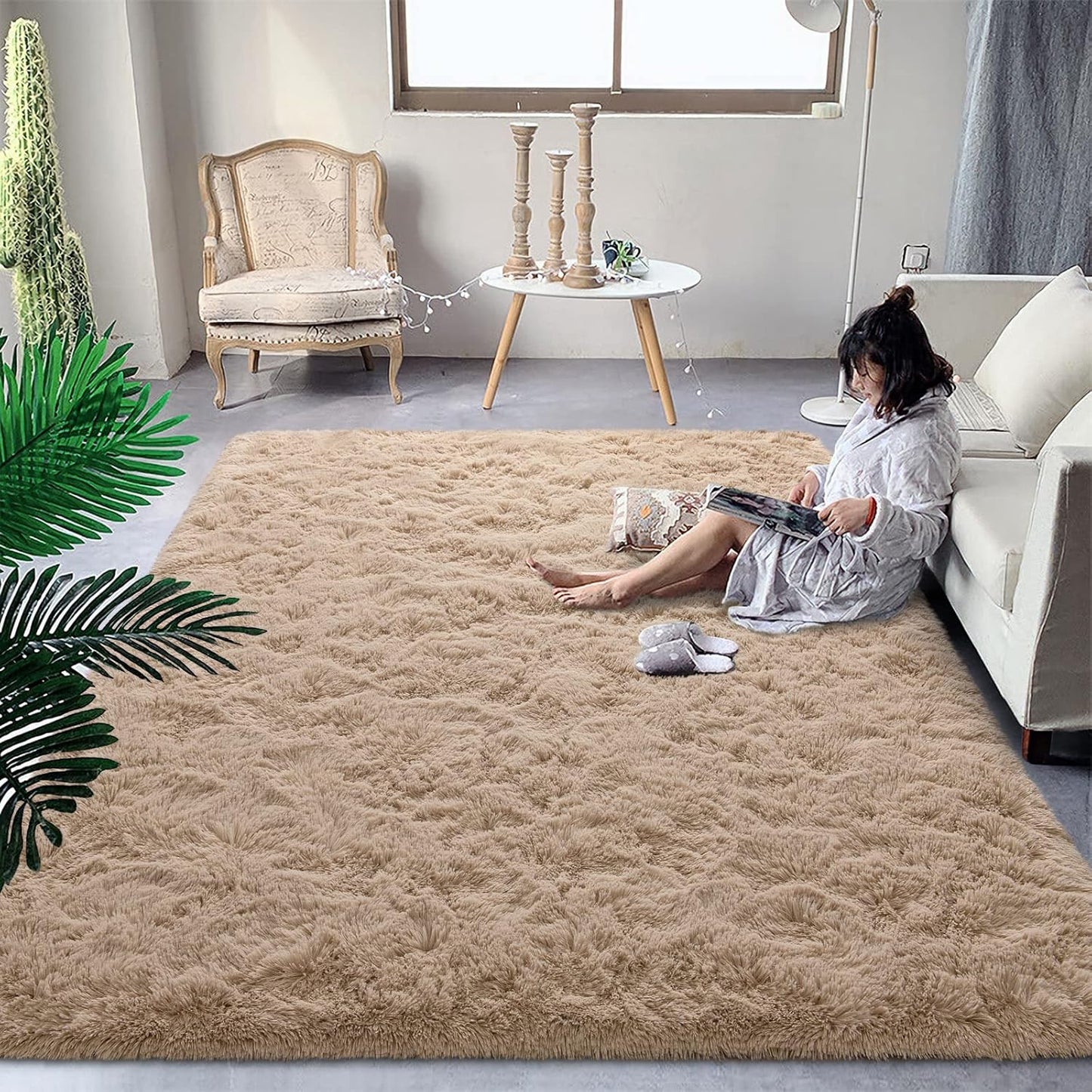 DweIke Fluffy Dark Green Rugs for Bedroom Living Room, 4x6 Feet Soft Plush Shaggy Forest Hunter Green Girls Boys Kids Rug, Non-Slip and Machine Washable Carpet for Dorm Nursery Classroom Decor