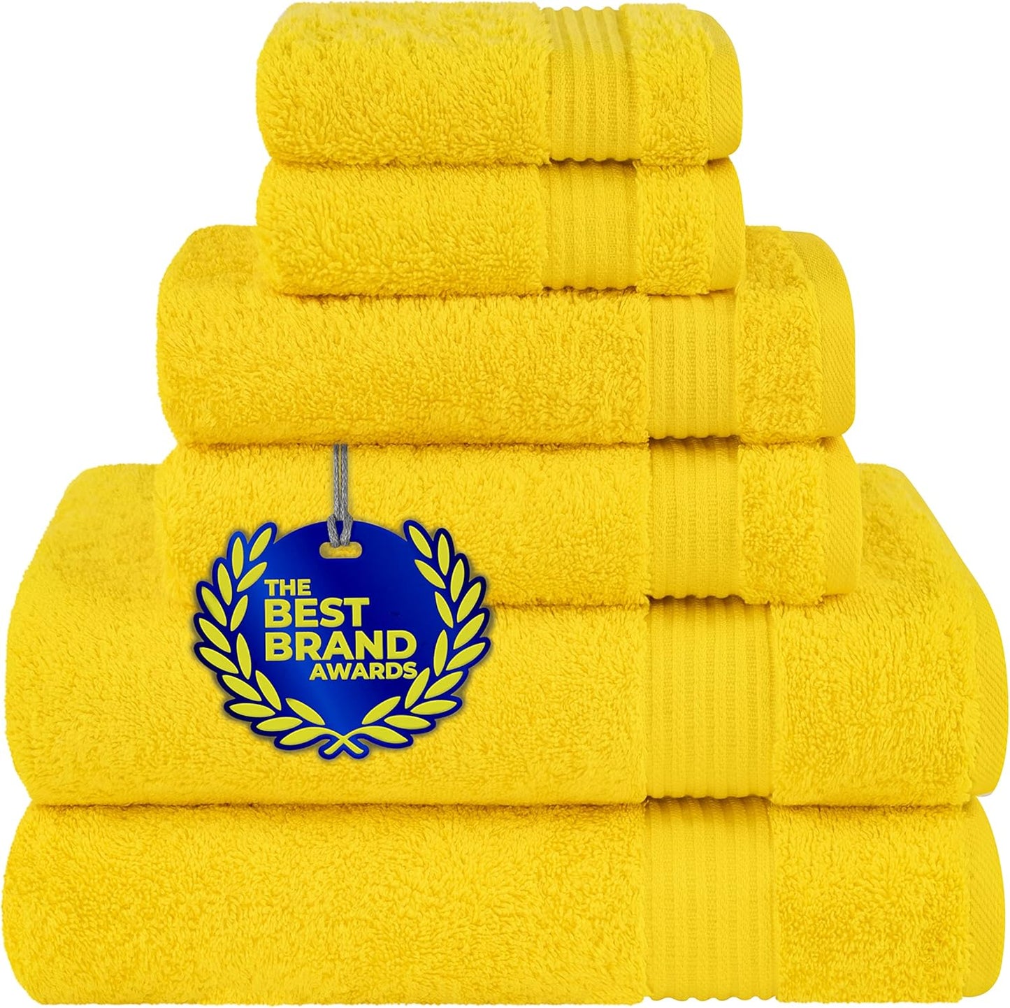 Cotton Paradise 6 Piece Towel Set, 100% Cotton Soft Absorbent Turkish Towels for Bathroom, 2 Bath Towels 2 Hand Towels 2 Washcloths, Beige Towel Set