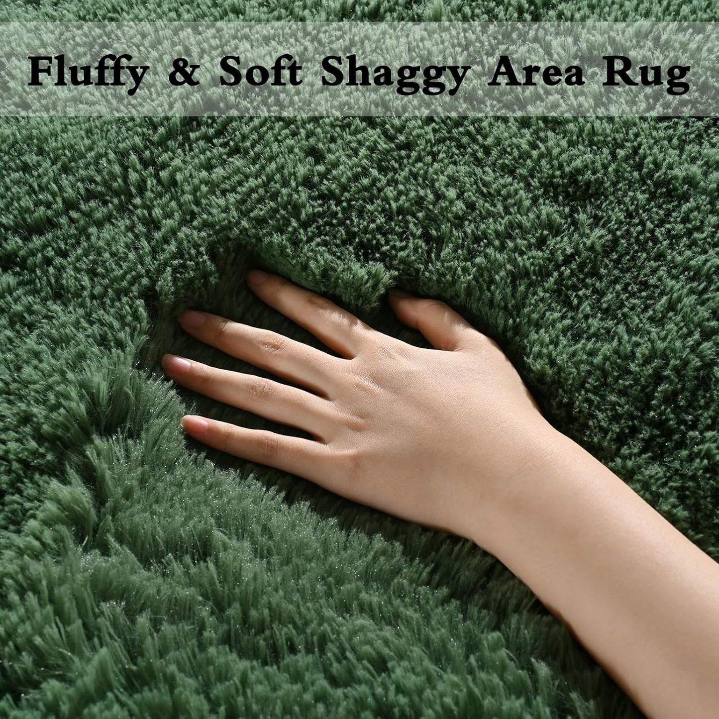 DweIke Fluffy Dark Green Rugs for Bedroom Living Room, 4x6 Feet Soft Plush Shaggy Forest Hunter Green Girls Boys Kids Rug, Non-Slip and Machine Washable Carpet for Dorm Nursery Classroom Decor
