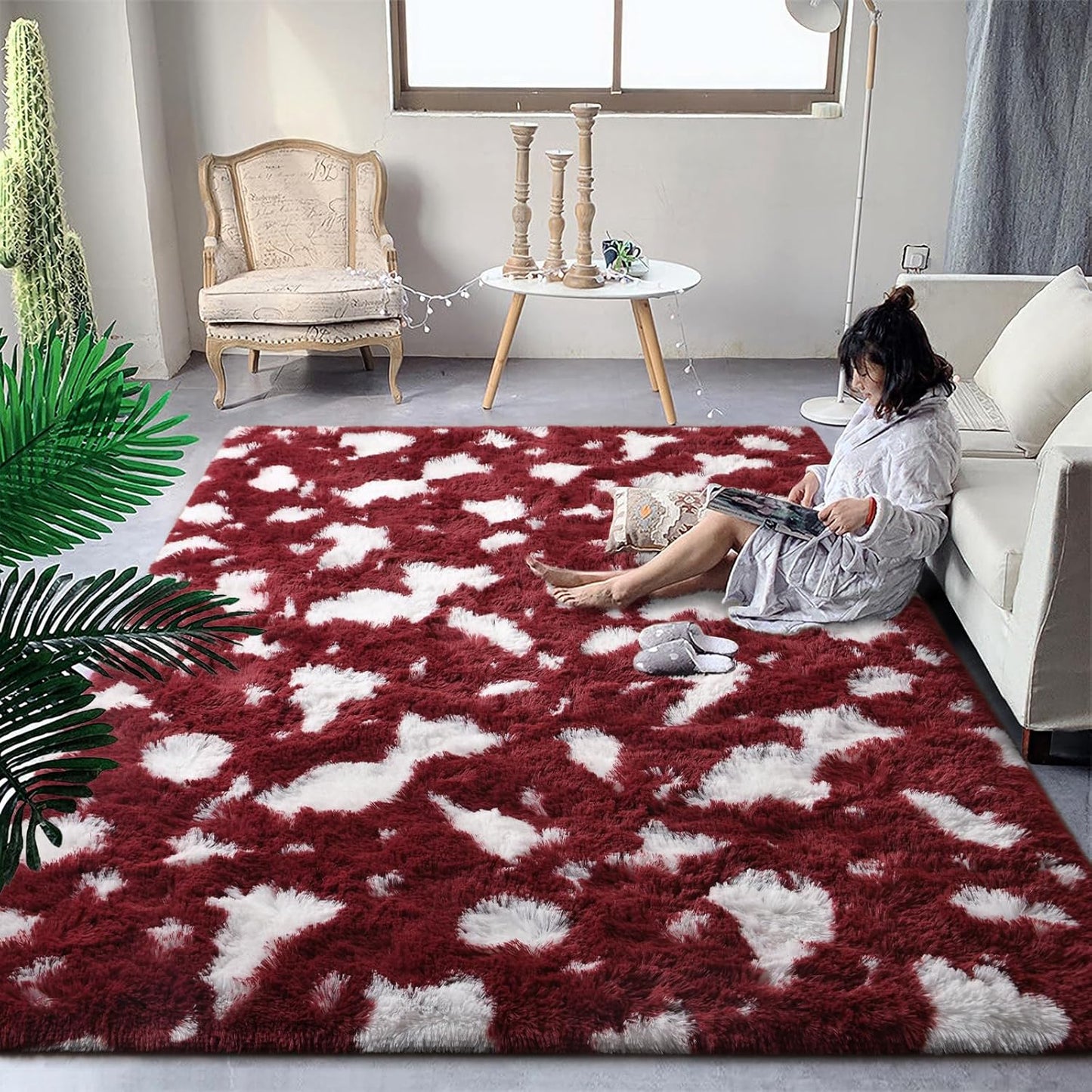 DweIke Fluffy Dark Green Rugs for Bedroom Living Room, 4x6 Feet Soft Plush Shaggy Forest Hunter Green Girls Boys Kids Rug, Non-Slip and Machine Washable Carpet for Dorm Nursery Classroom Decor