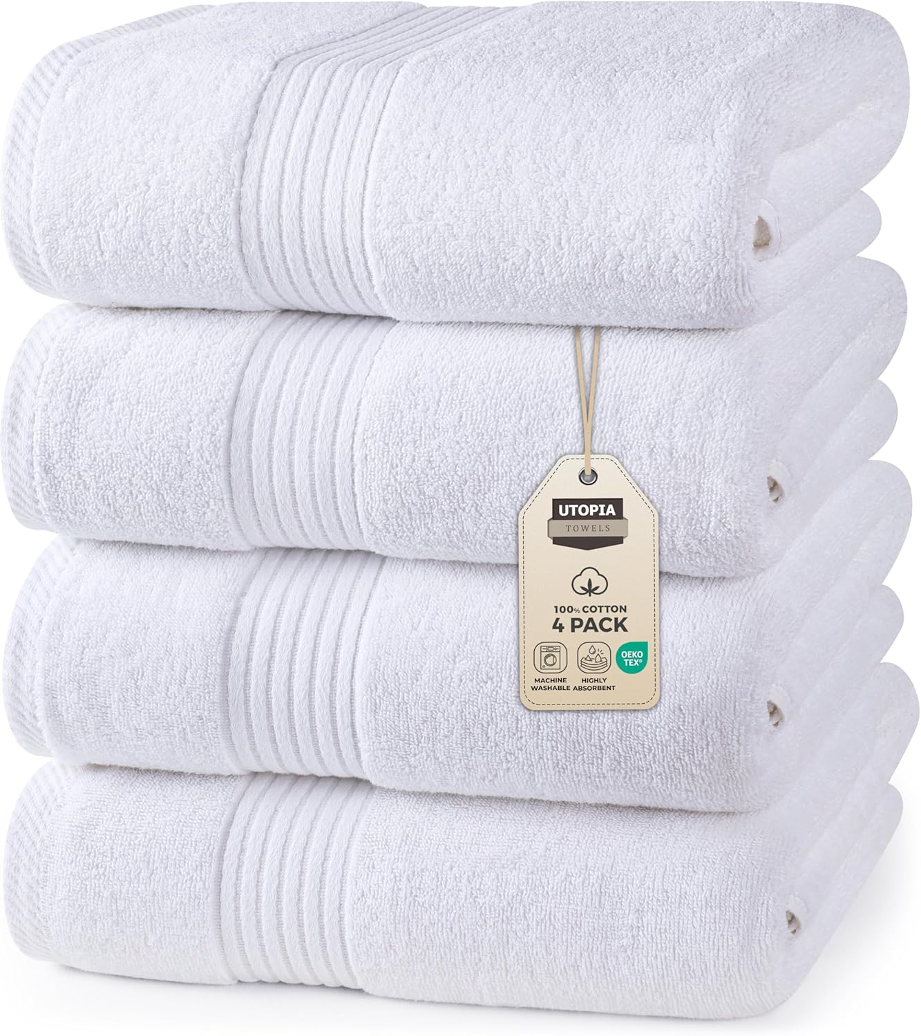 Utopia Towels 6 Pack Bath Towels Set, (27 x 54 Inches) 100% Ring Spun Cotton, Quick Dry, Highly Absorbent, Soft Feel Towels (White, Cool Grey, Turqoise, Sage Green, Navy, Beige)